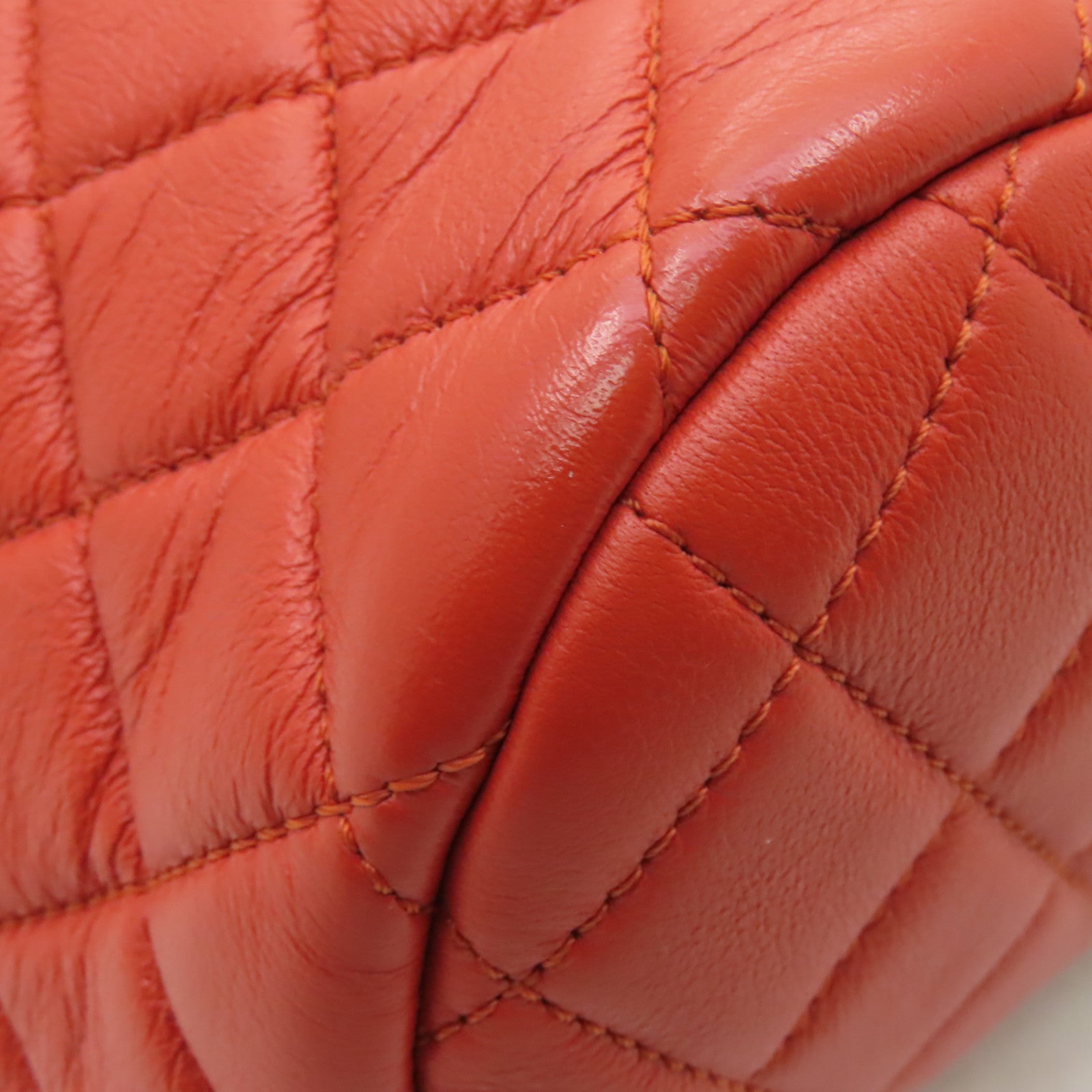 CHANEL 菱格牛皮皮革Backpack金扣背包黃色