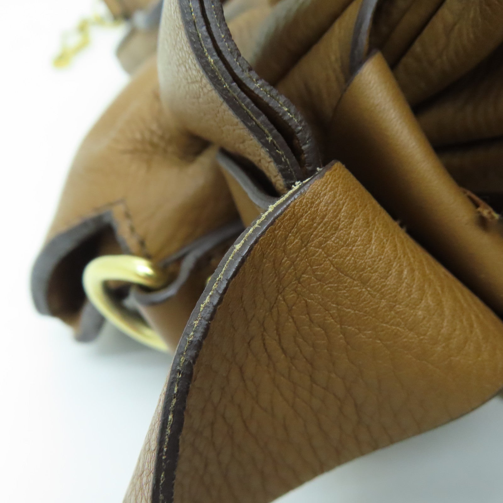 Miu Miu Cowhide Leather 2Way Shoulder Gold Buckle Handle Shoulder Bag Brown