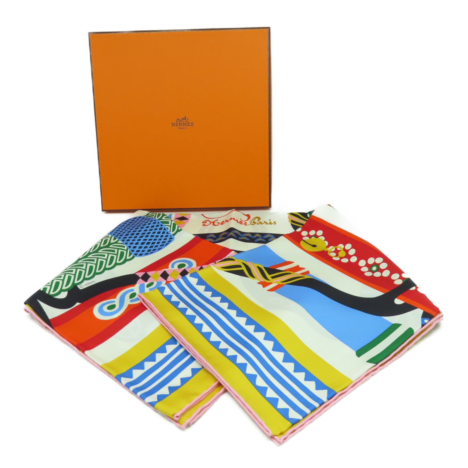 HERMES 絲質Scarf 90x90絲巾彩色