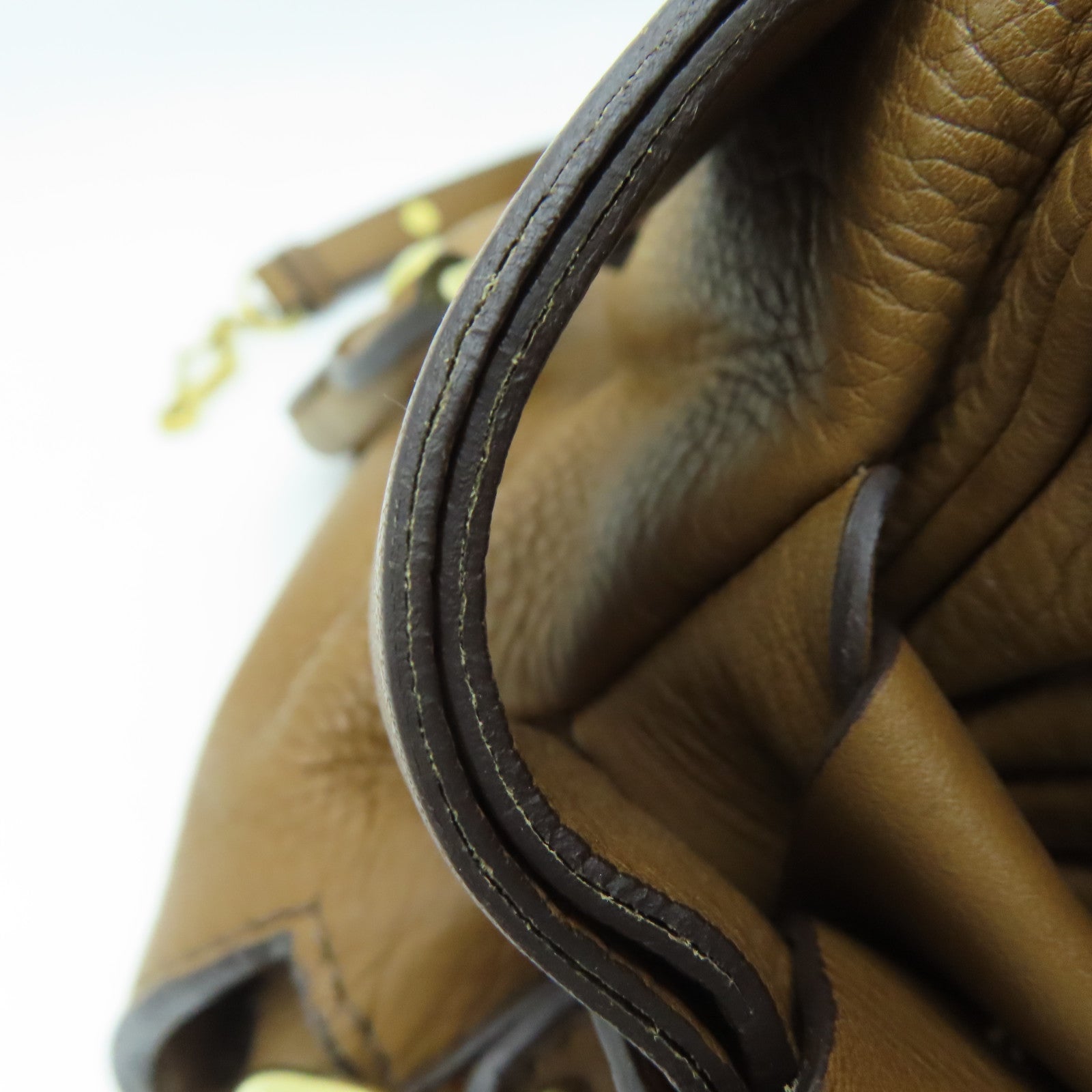 Miu Miu Cowhide Leather 2Way Shoulder Gold Buckle Handle Shoulder Bag Brown