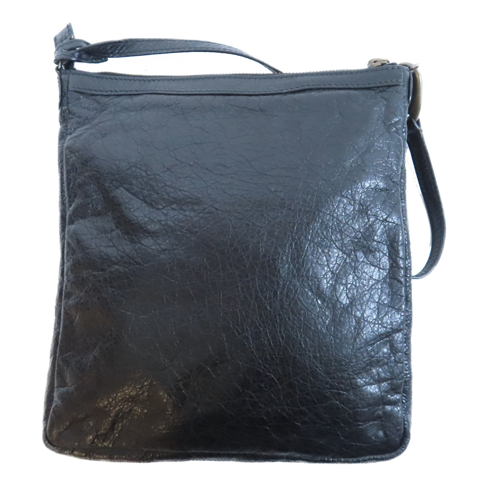 BALENCIAGA 皮革Classic Flat Crossbody Bag金扣肩背袋黑色