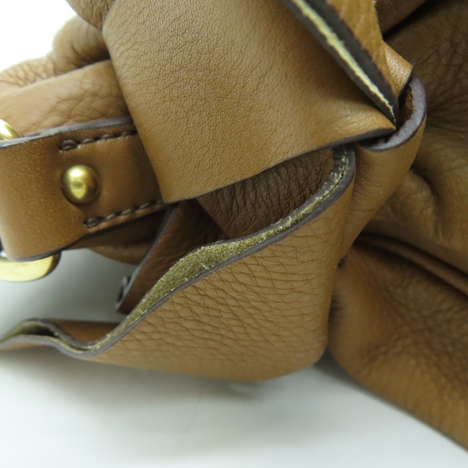 Miu Miu Cowhide Leather 2Way Shoulder Gold Buckle Handle Shoulder Bag Brown