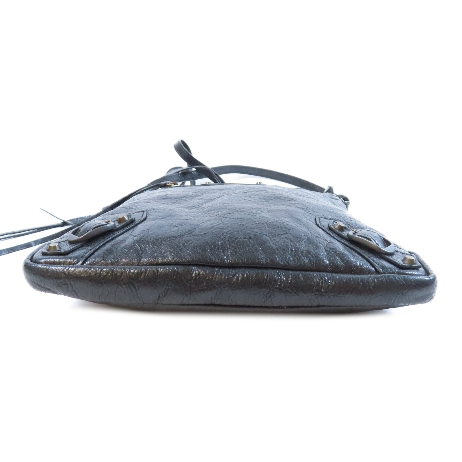 BALENCIAGA 皮革Classic Flat Crossbody Bag金扣肩背袋黑色
