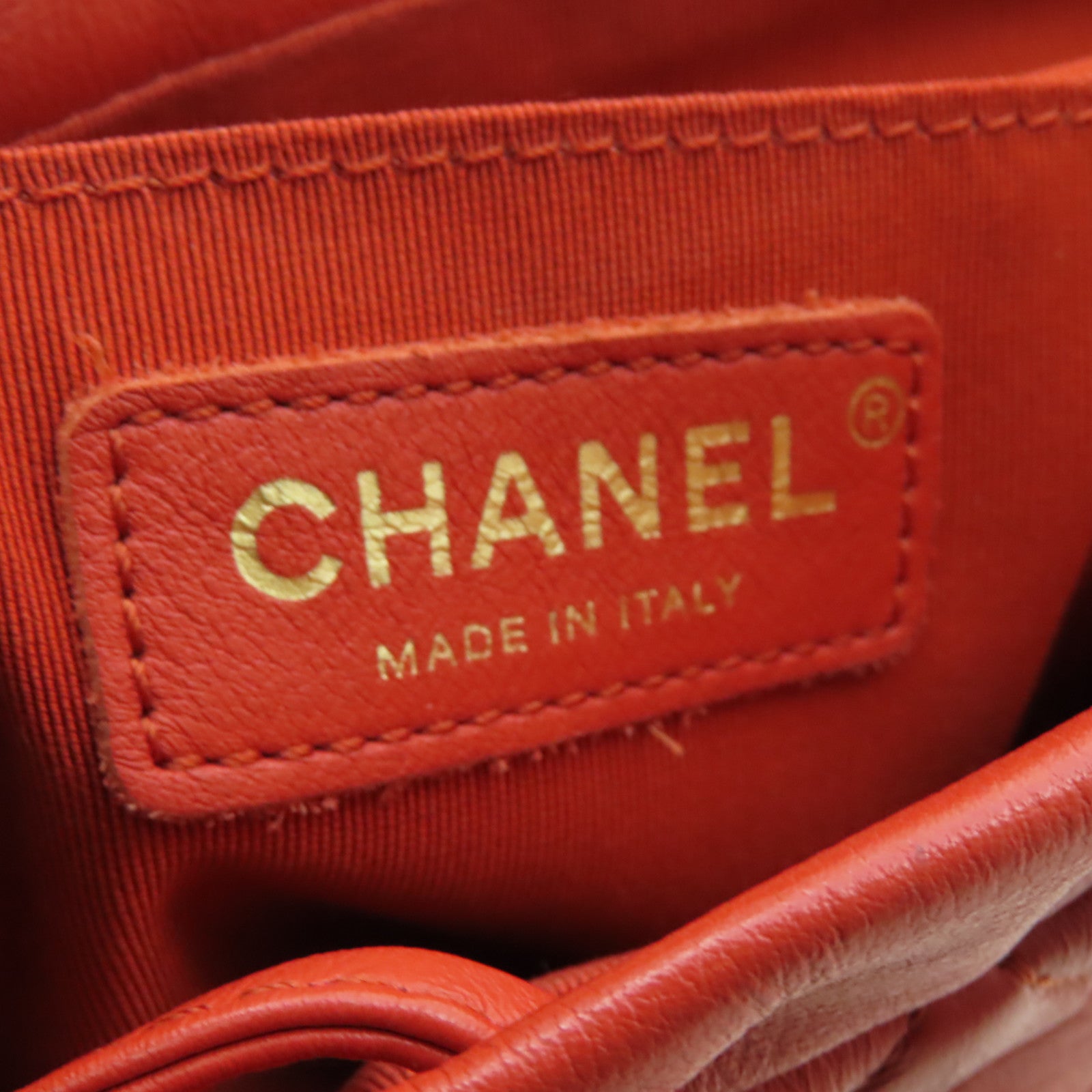CHANEL 菱格牛皮皮革Backpack金扣背包黃色