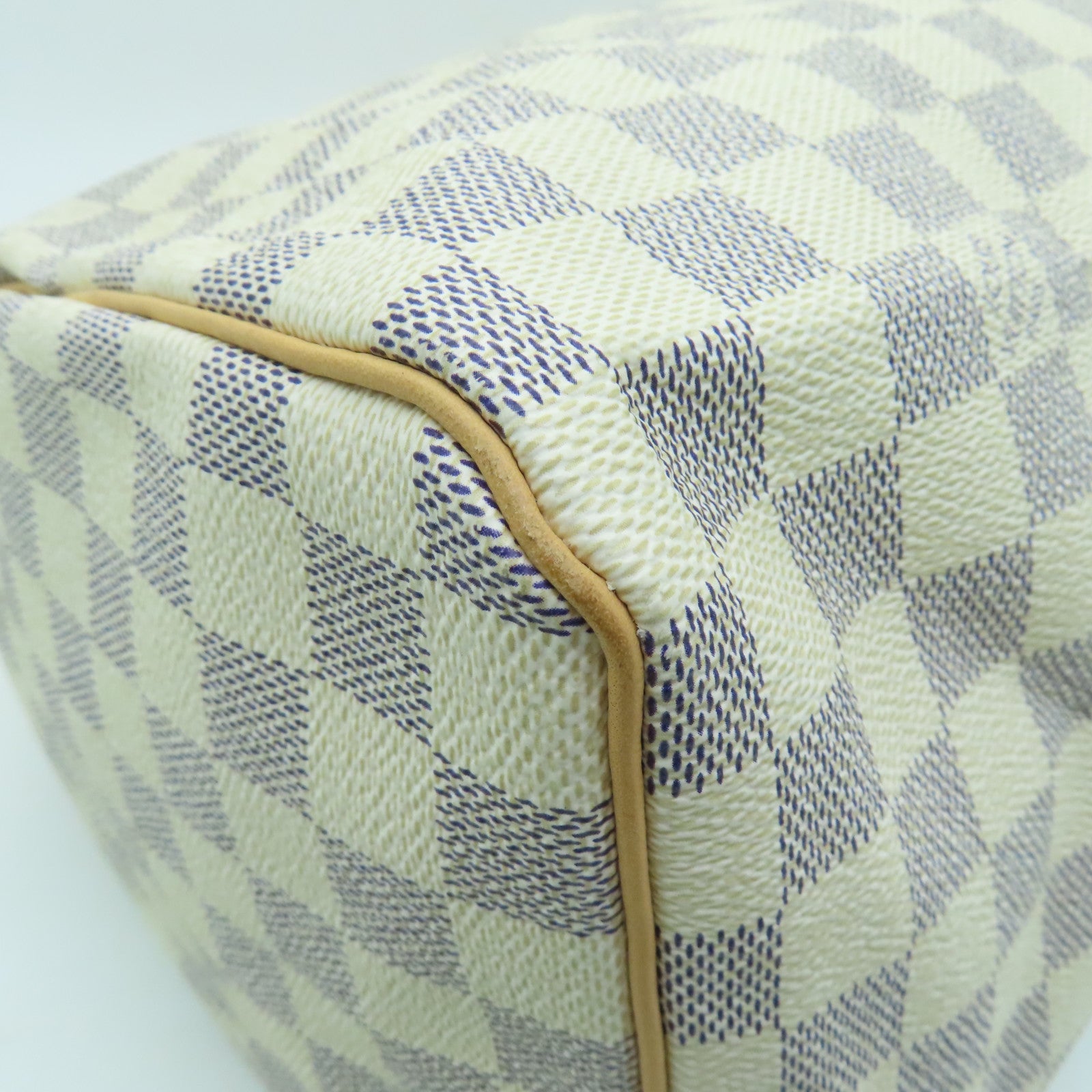 LOUIS VUITTON Damier Azur Speedy 30 Gold Buckle Bag White