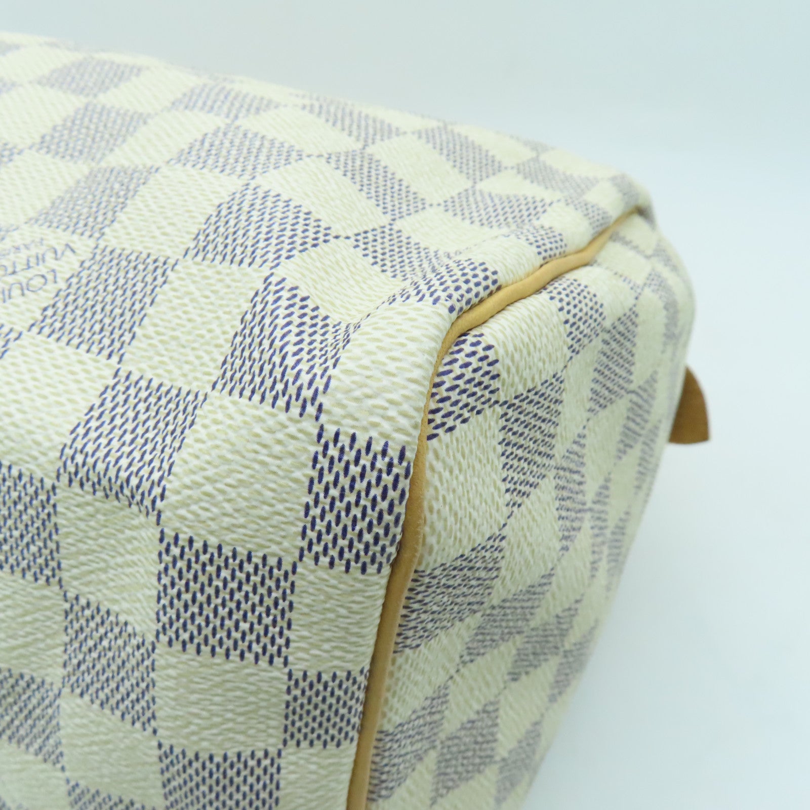 LOUIS VUITTON Damier Azur Speedy 30 Gold Buckle Bag White