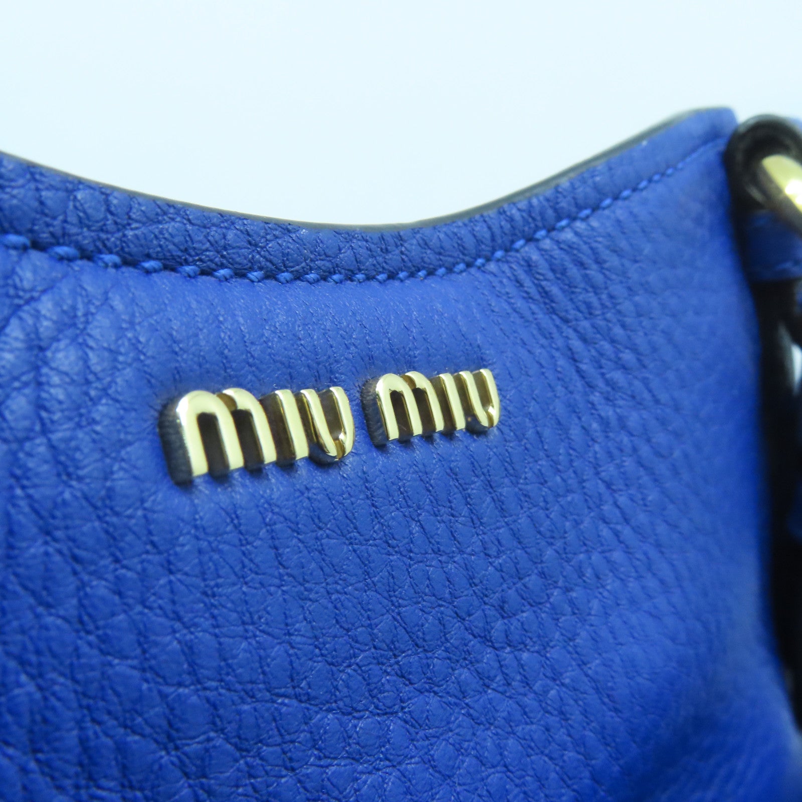 Miu Miu 牛皮皮革2 Way Shoulder金扣手挽肩背兩用袋藍色