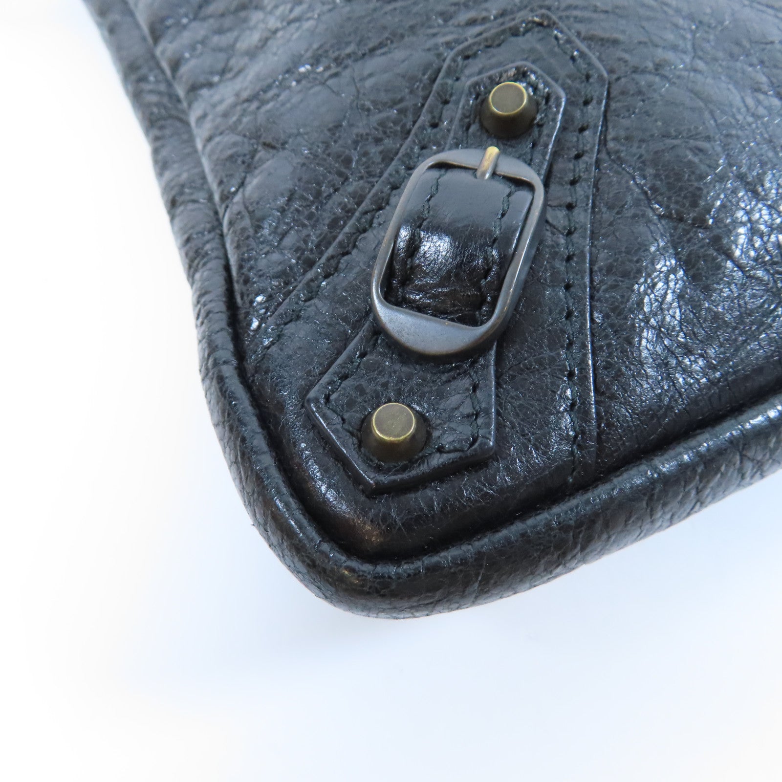 BALENCIAGA 皮革Classic Flat Crossbody Bag金扣肩背袋黑色
