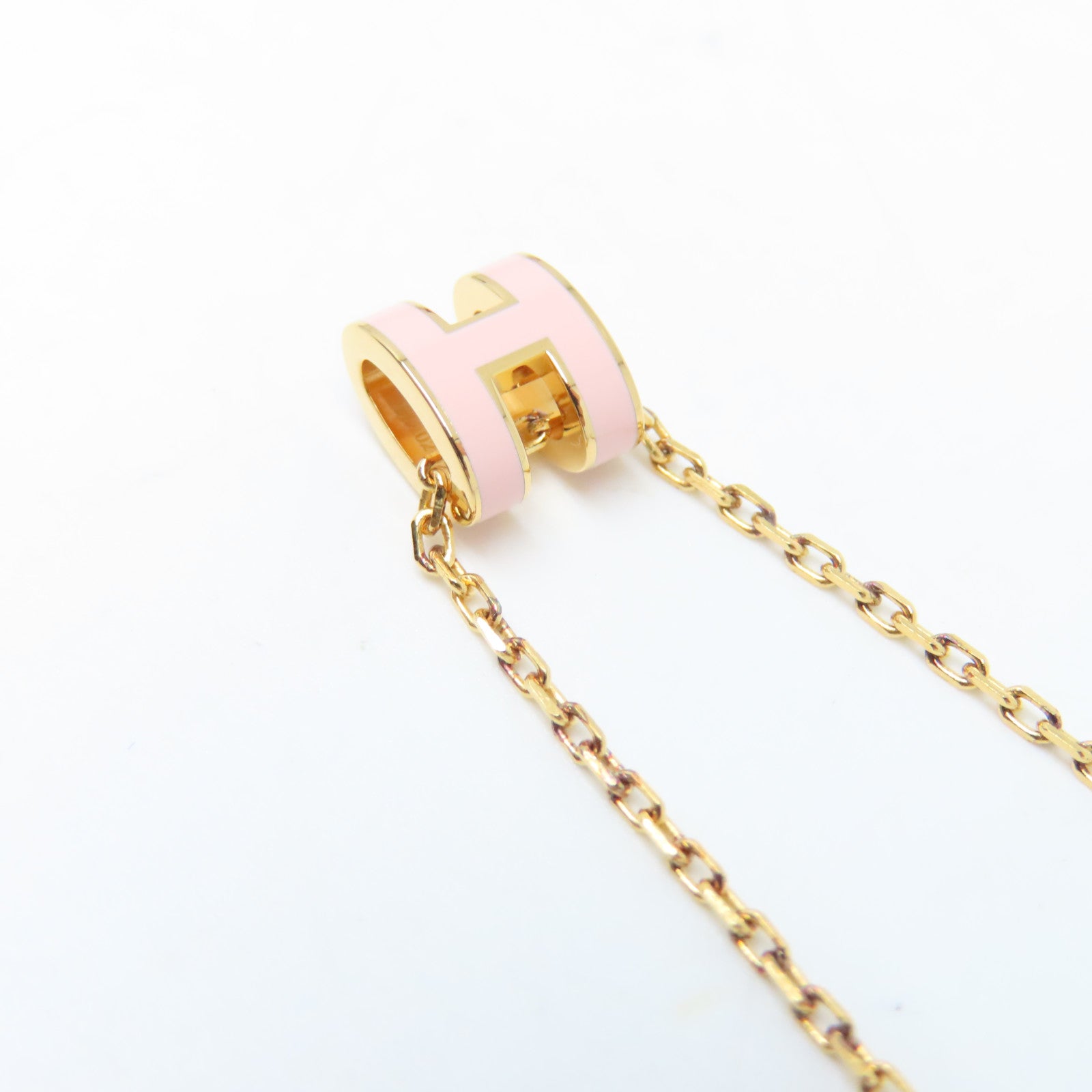 HERMES 金屬Mini Pop H項鍊粉紅色/金色