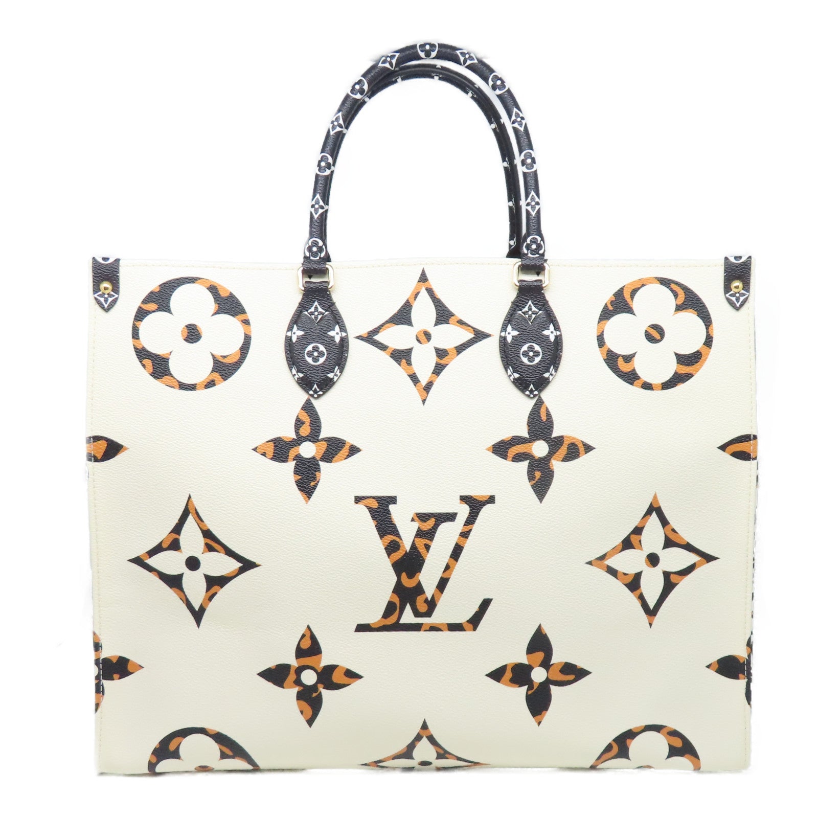LOUIS VUITTON Monogram Jungle Onthego GM金扣手挽袋白色/棕色