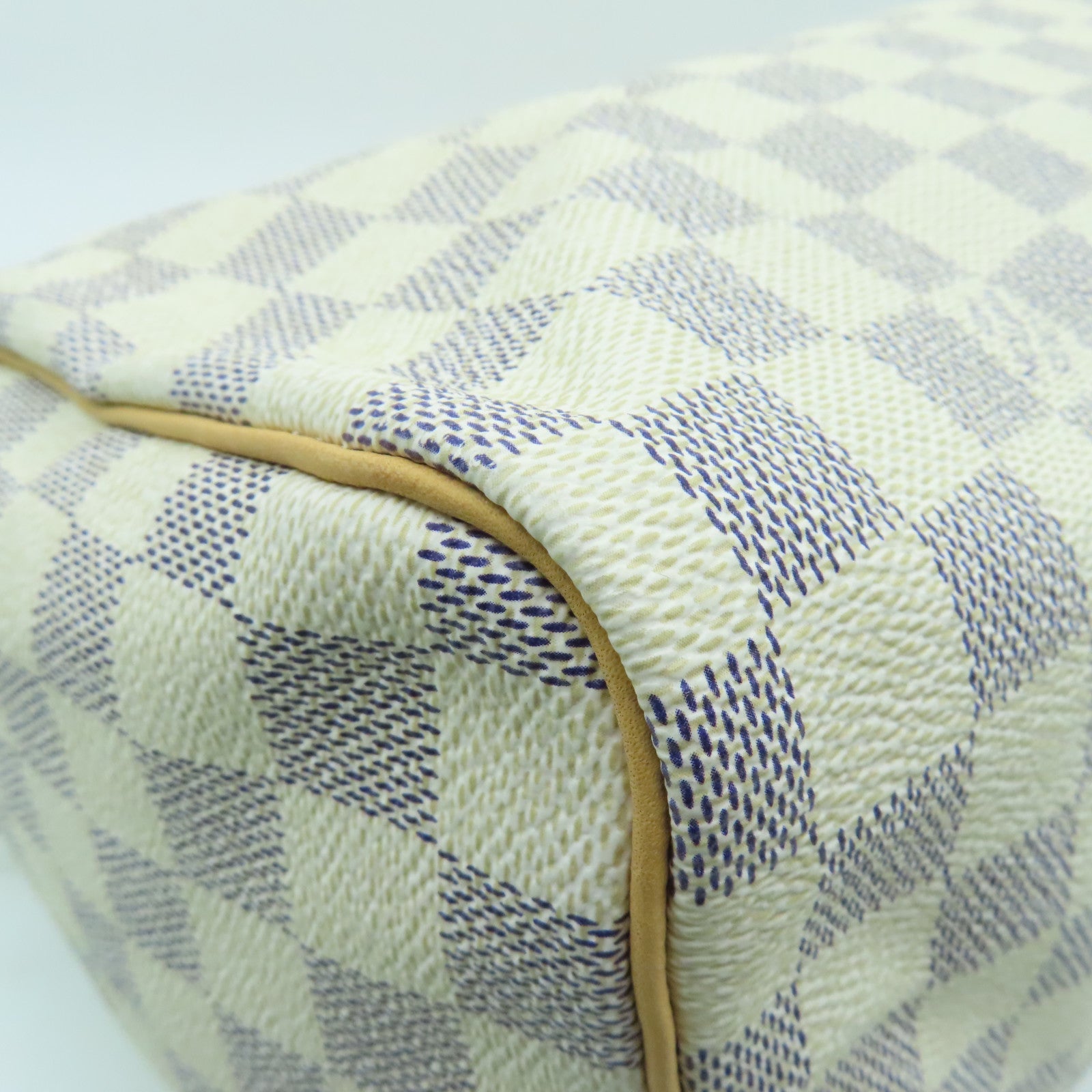 LOUIS VUITTON Damier Azur Speedy 30 Gold Buckle Bag White