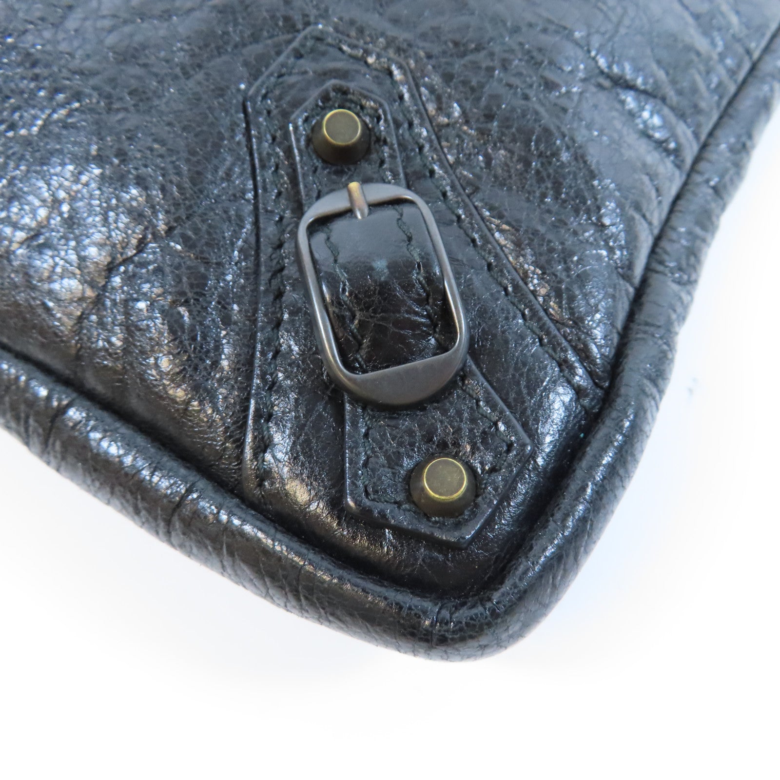 BALENCIAGA 皮革Classic Flat Crossbody Bag金扣肩背袋黑色