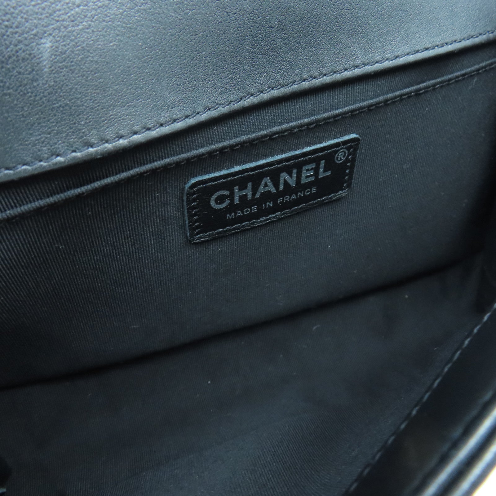 CHANEL Twill Sheepskin Leather Boy 25 Silver Buckle Shoulder Bag Black