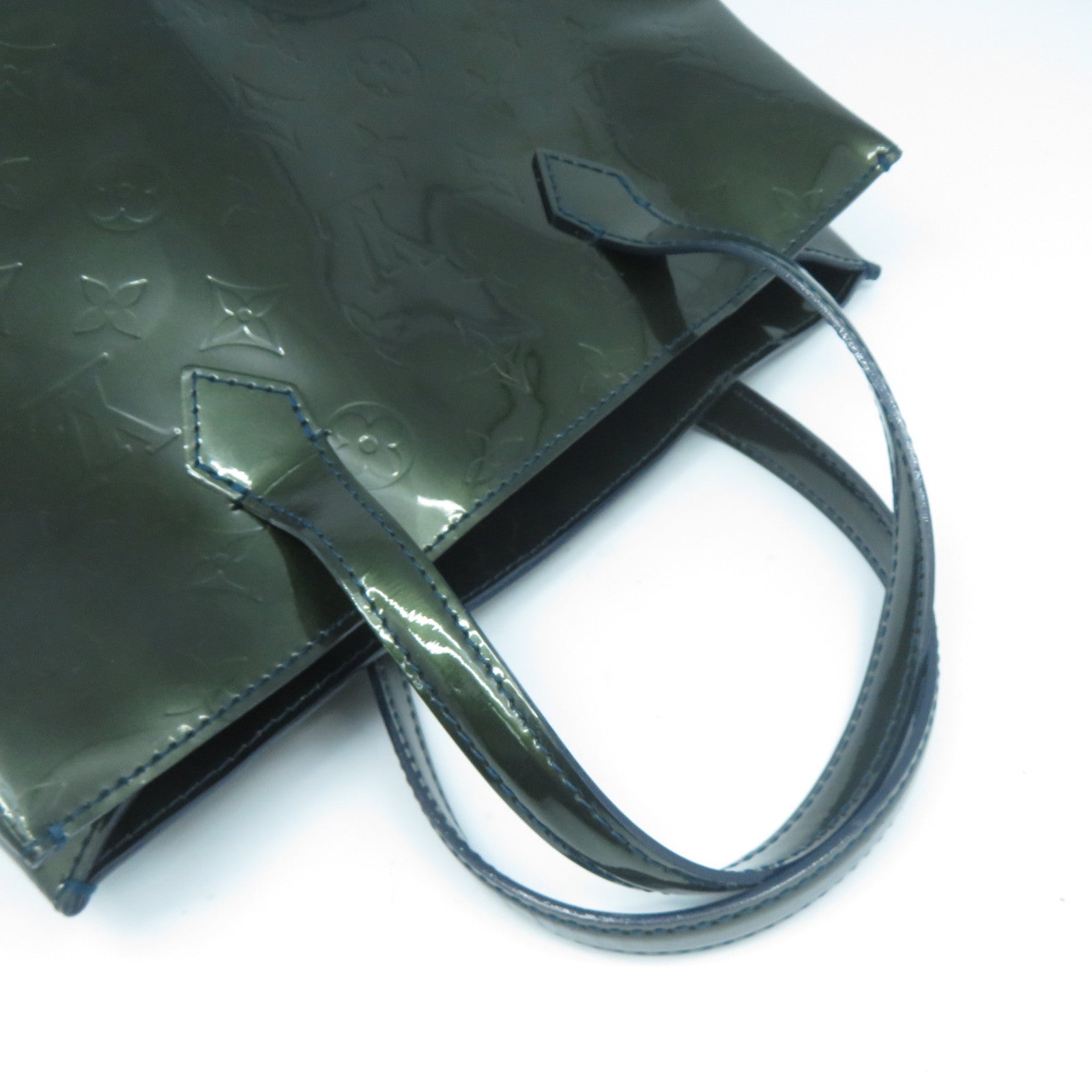 LOUIS VUITTON Monogram Vernis Wilshire PM金扣手挽袋綠色