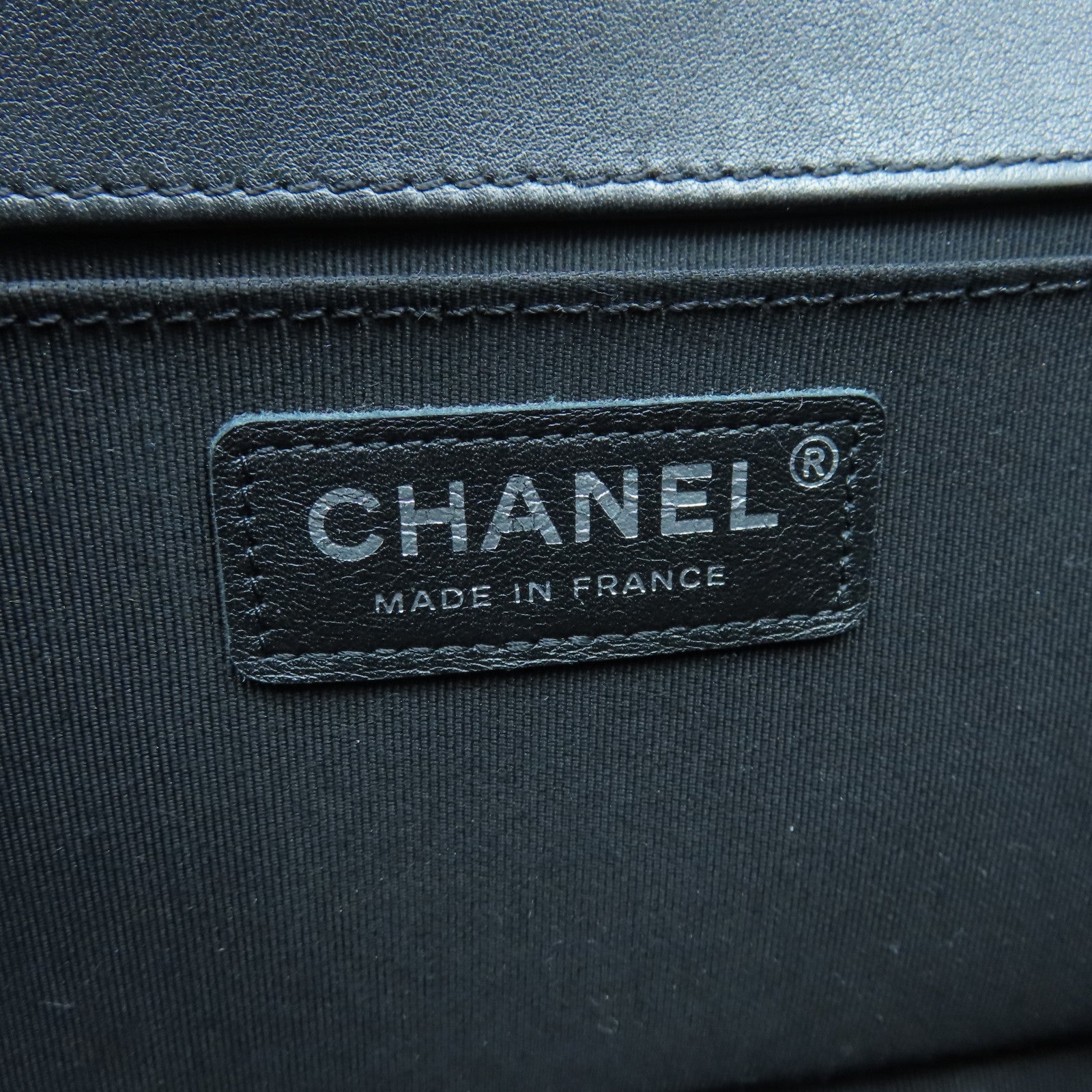 CHANEL Twill Sheepskin Leather Boy 25 Silver Buckle Shoulder Bag Black
