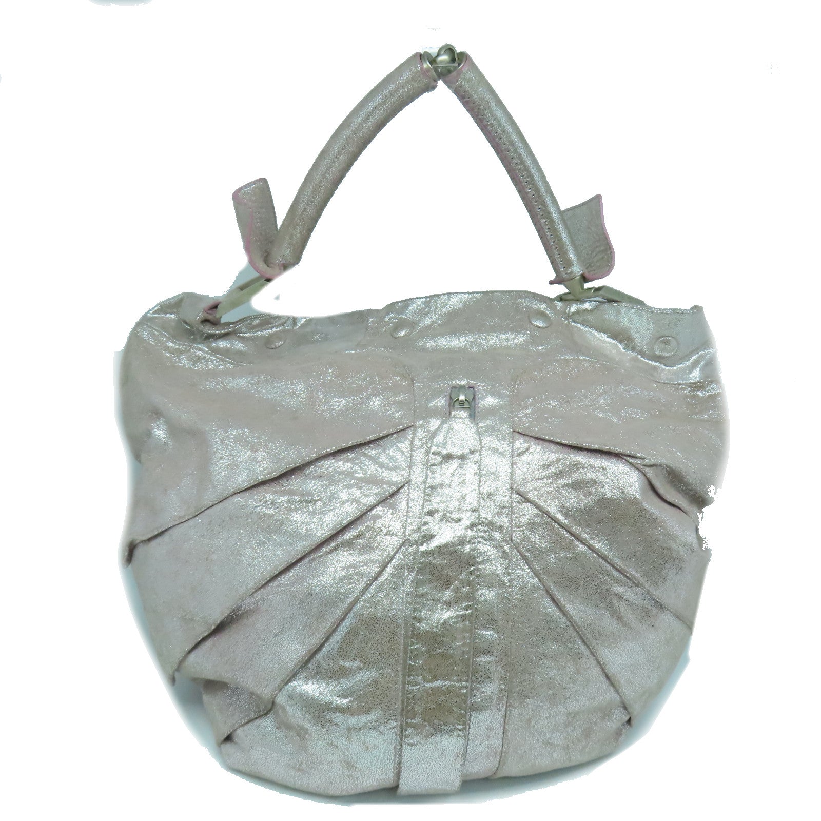 FENDI 【激減優惠】牛皮皮革Shoulder Bag銀扣肩背袋粉紅色