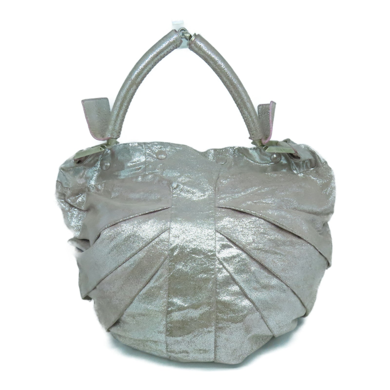 FENDI 【激減優惠】牛皮皮革Shoulder Bag銀扣肩背袋粉紅色