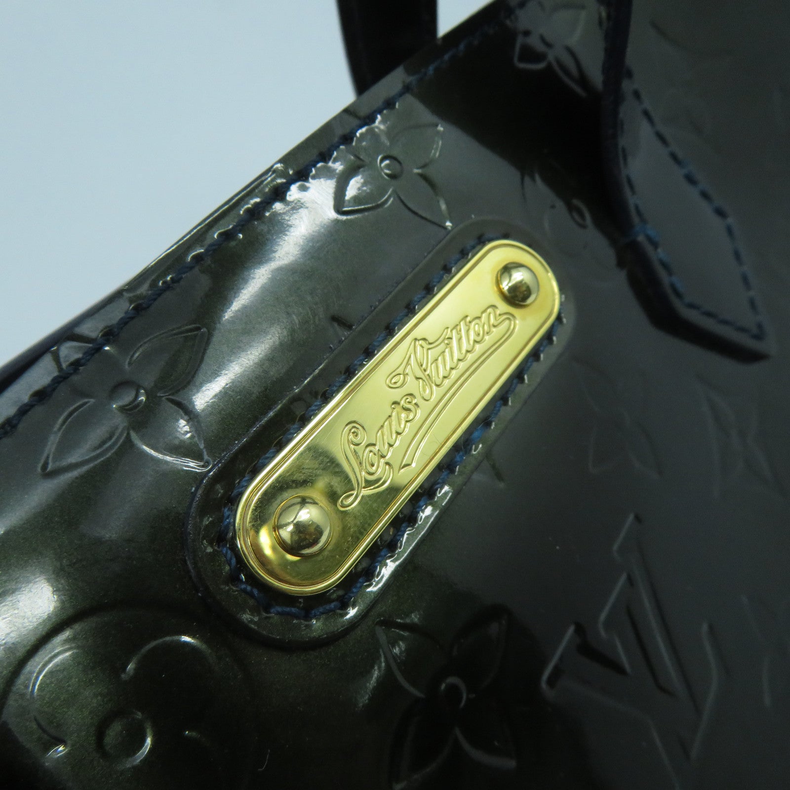 LOUIS VUITTON Monogram Vernis Wilshire PM金扣手挽袋綠色