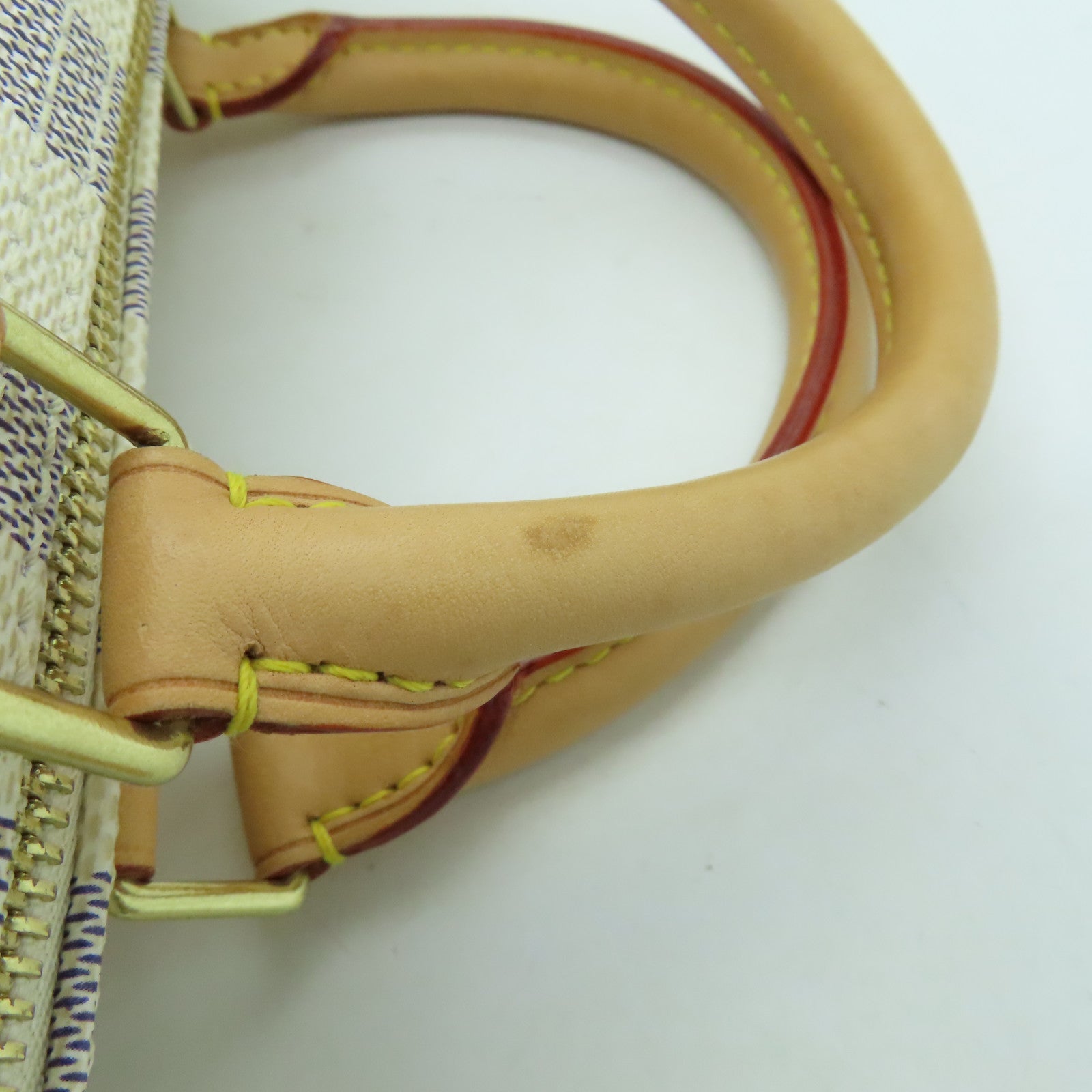 LOUIS VUITTON Damier Azur Speedy 30 Gold Buckle Bag White