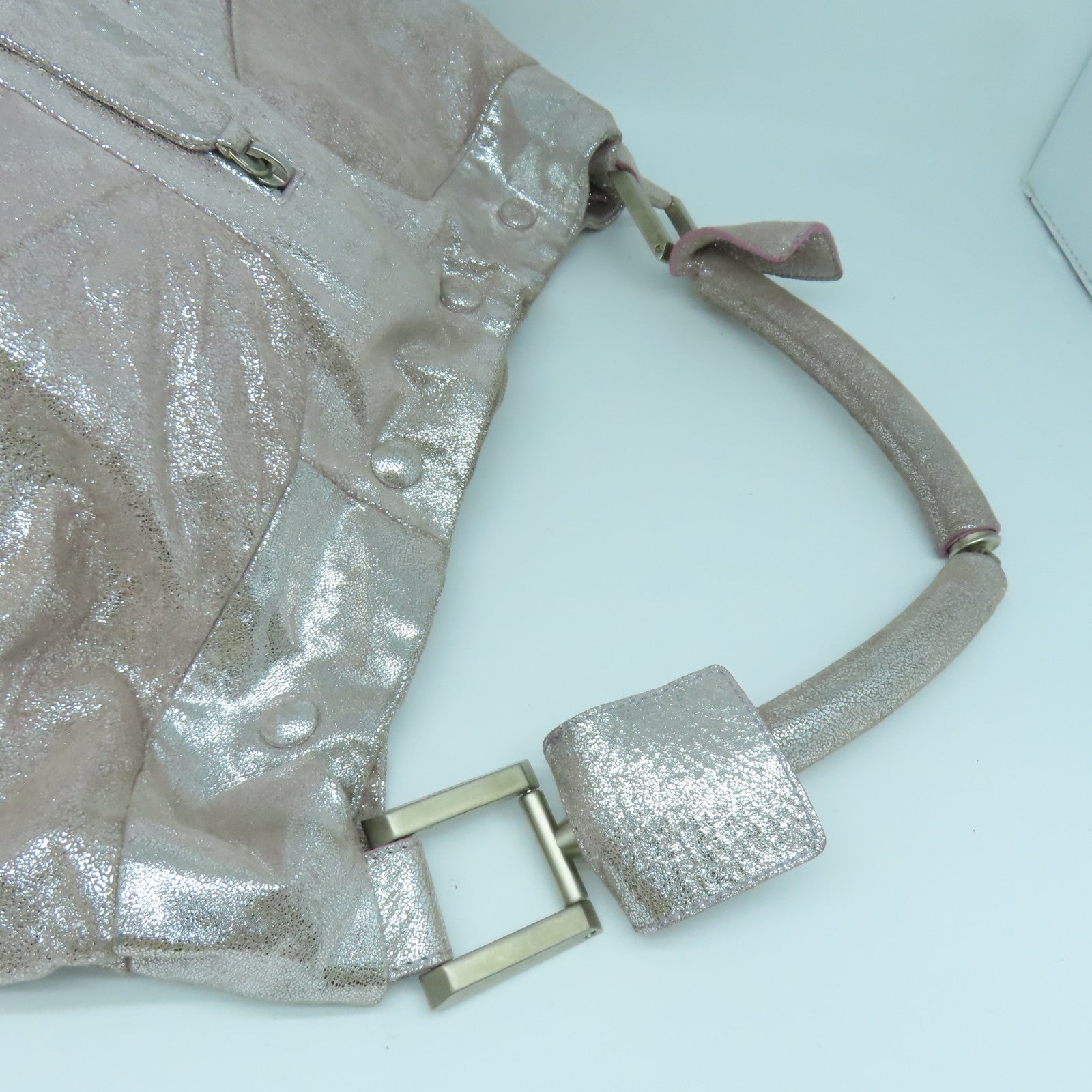 FENDI 【激減優惠】牛皮皮革Shoulder Bag銀扣肩背袋粉紅色
