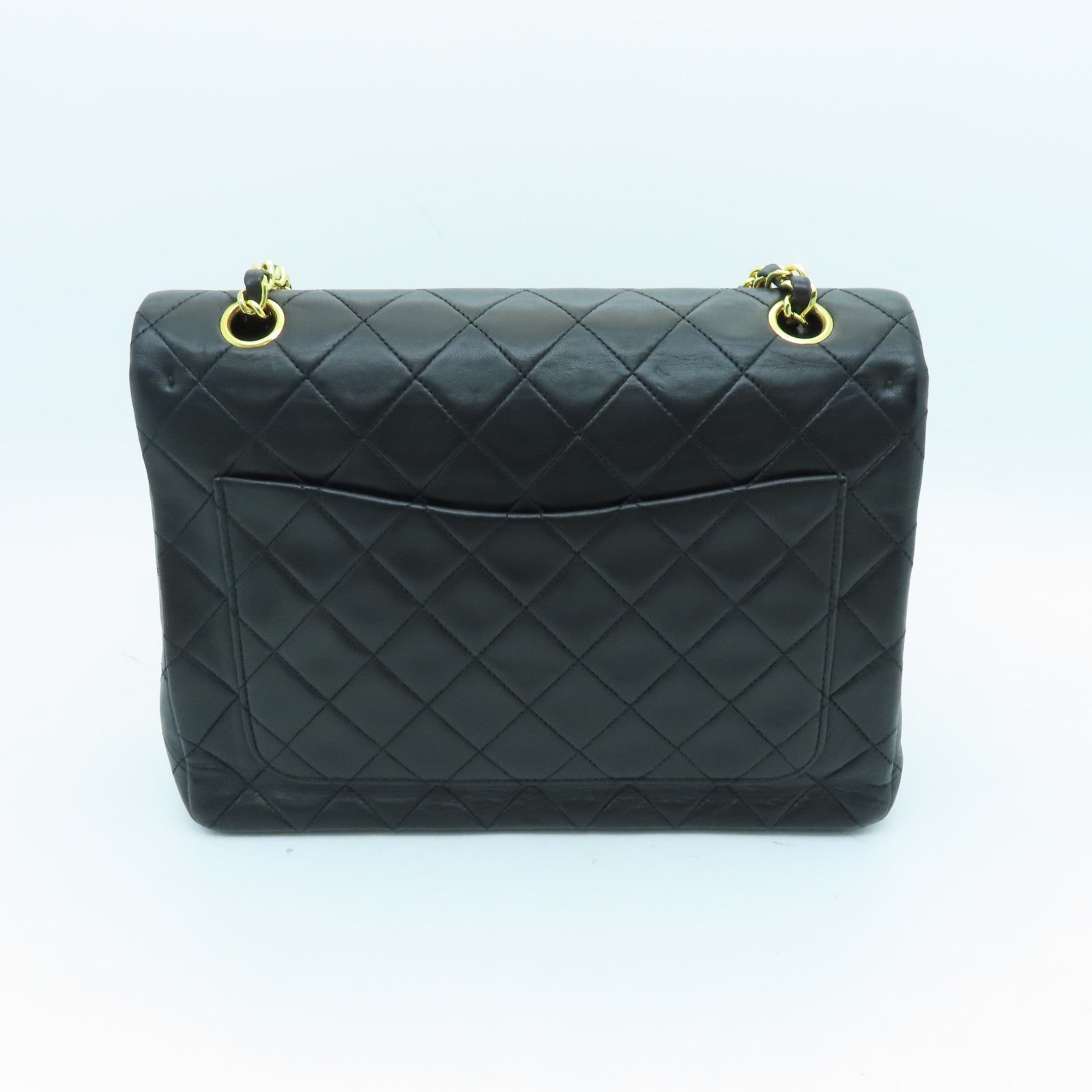 CHANEL Rhombus Sheepskin Leather Chain Shoulder Gold Buckle Hand Chain Belt Shoulder Bag Black