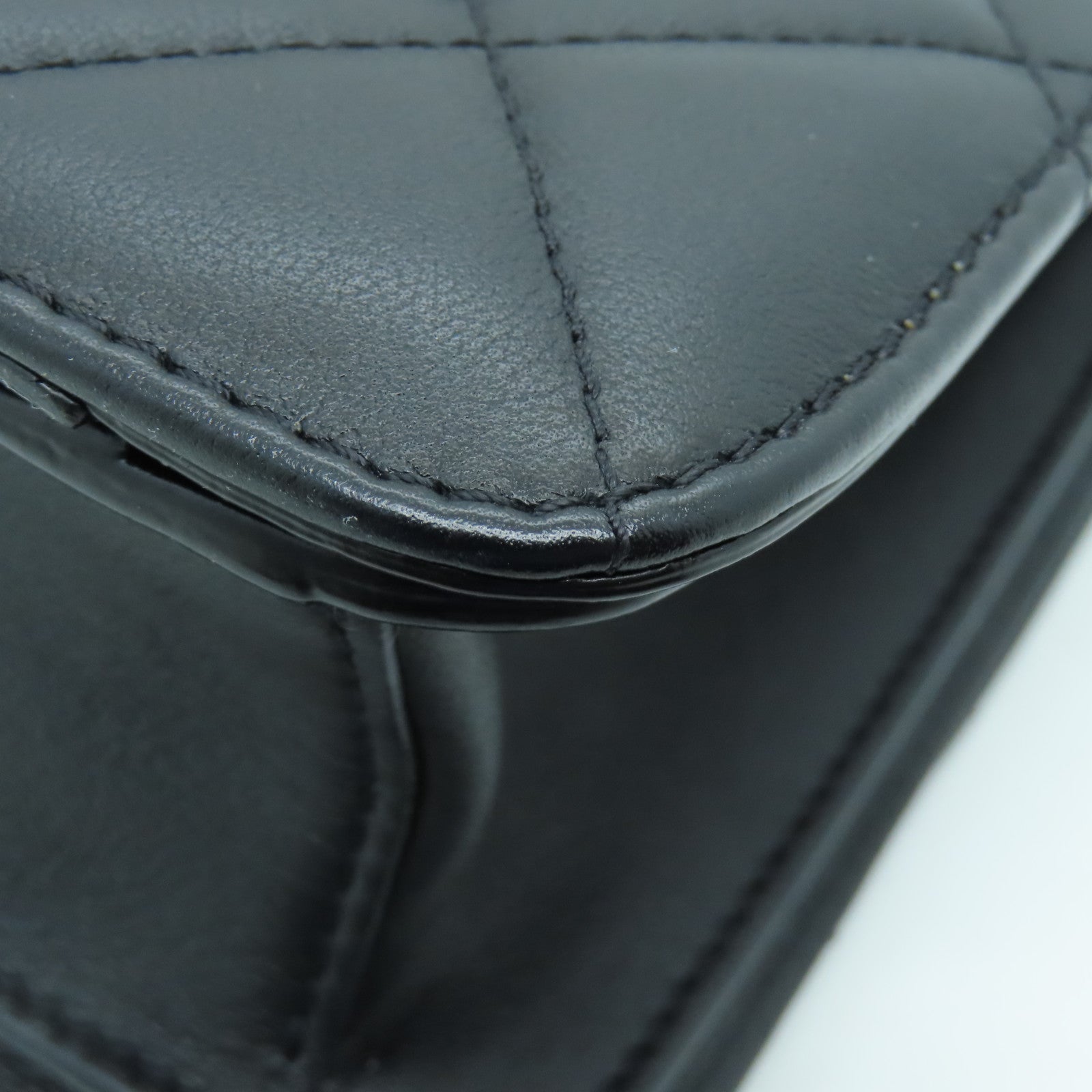 CHANEL 菱格牛革皮皮革Flap Bag With Top Handle金扣手挽肩背兩用袋黑色