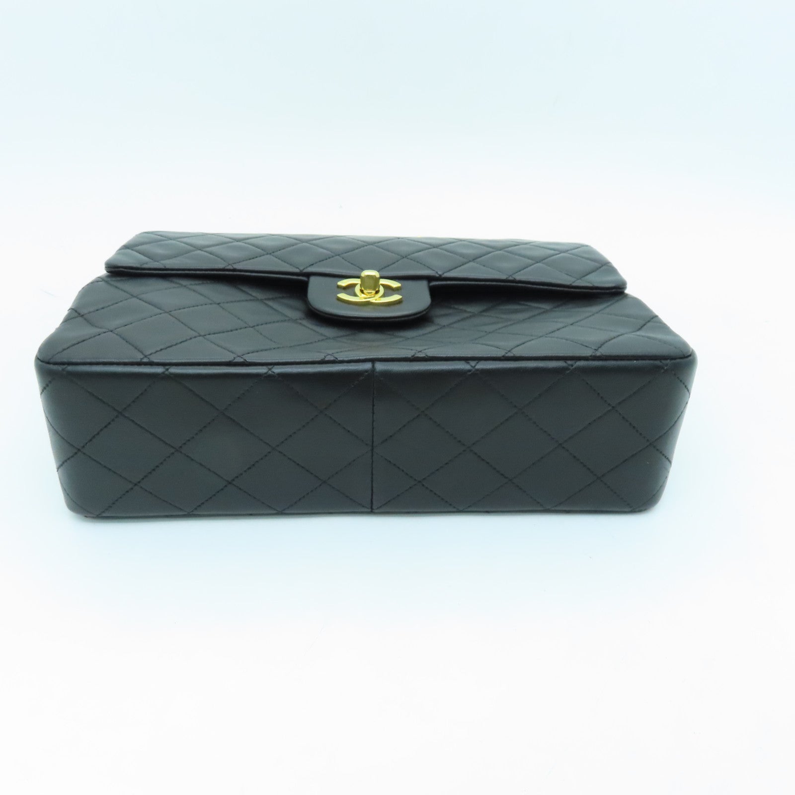 CHANEL Rhombus Sheepskin Leather Chain Shoulder Gold Buckle Hand Chain Belt Shoulder Bag Black