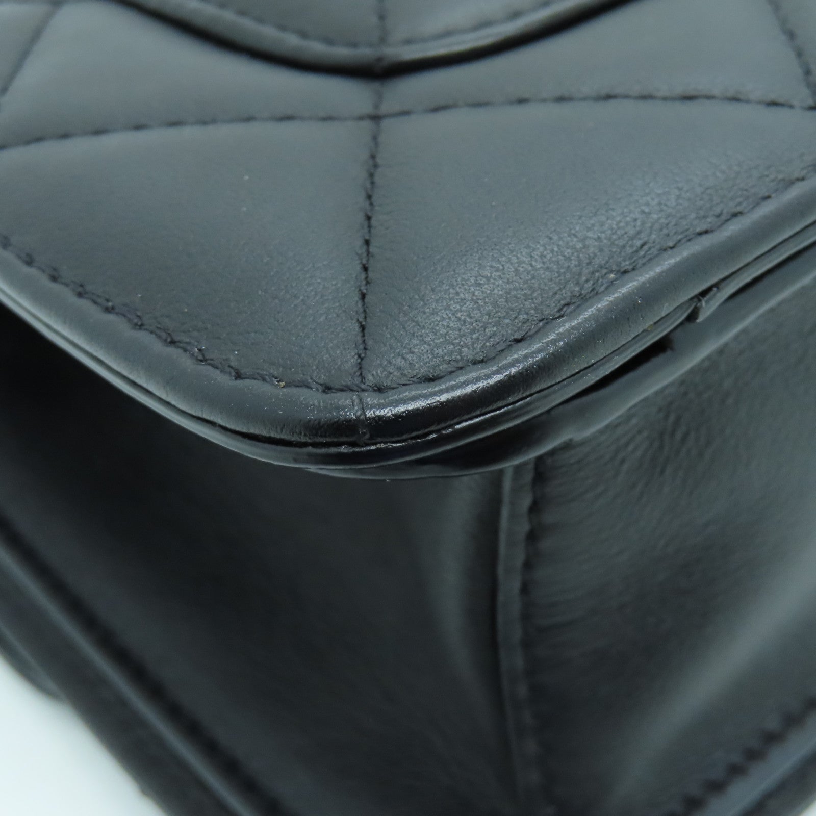 CHANEL 菱格牛革皮皮革Flap Bag With Top Handle金扣手挽肩背兩用袋黑色