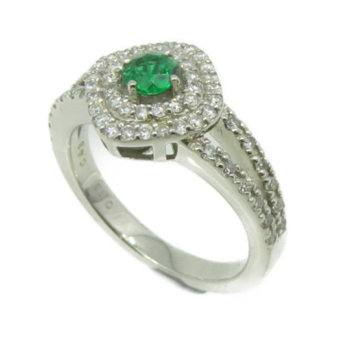 JEWELRY 【激減優惠】PT900鉑金/0.18ct綠寶石/0.43ct鑽石Emerald Ring戒指US#5.75