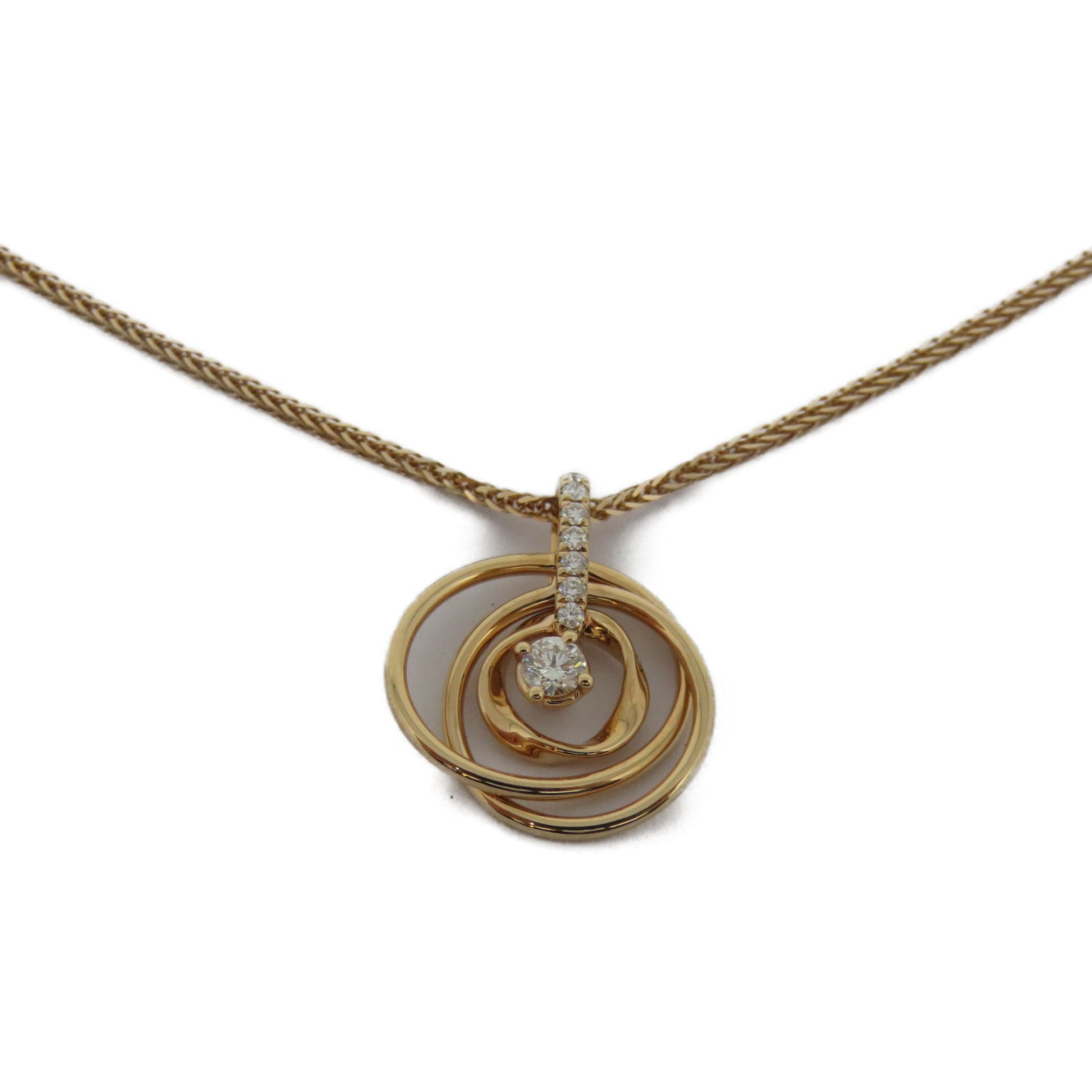 JEWELRY [Sharp Discount] 18K Rose Gold Diamond Necklace0.08ct/0.05ct Diamond Necklace