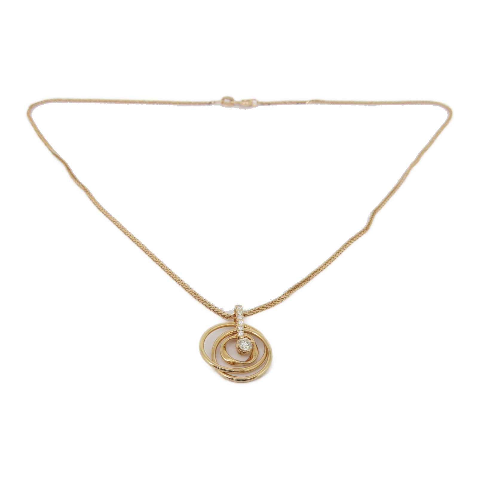 JEWELRY [Sharp Discount] 18K Rose Gold Diamond Necklace0.08ct/0.05ct Diamond Necklace
