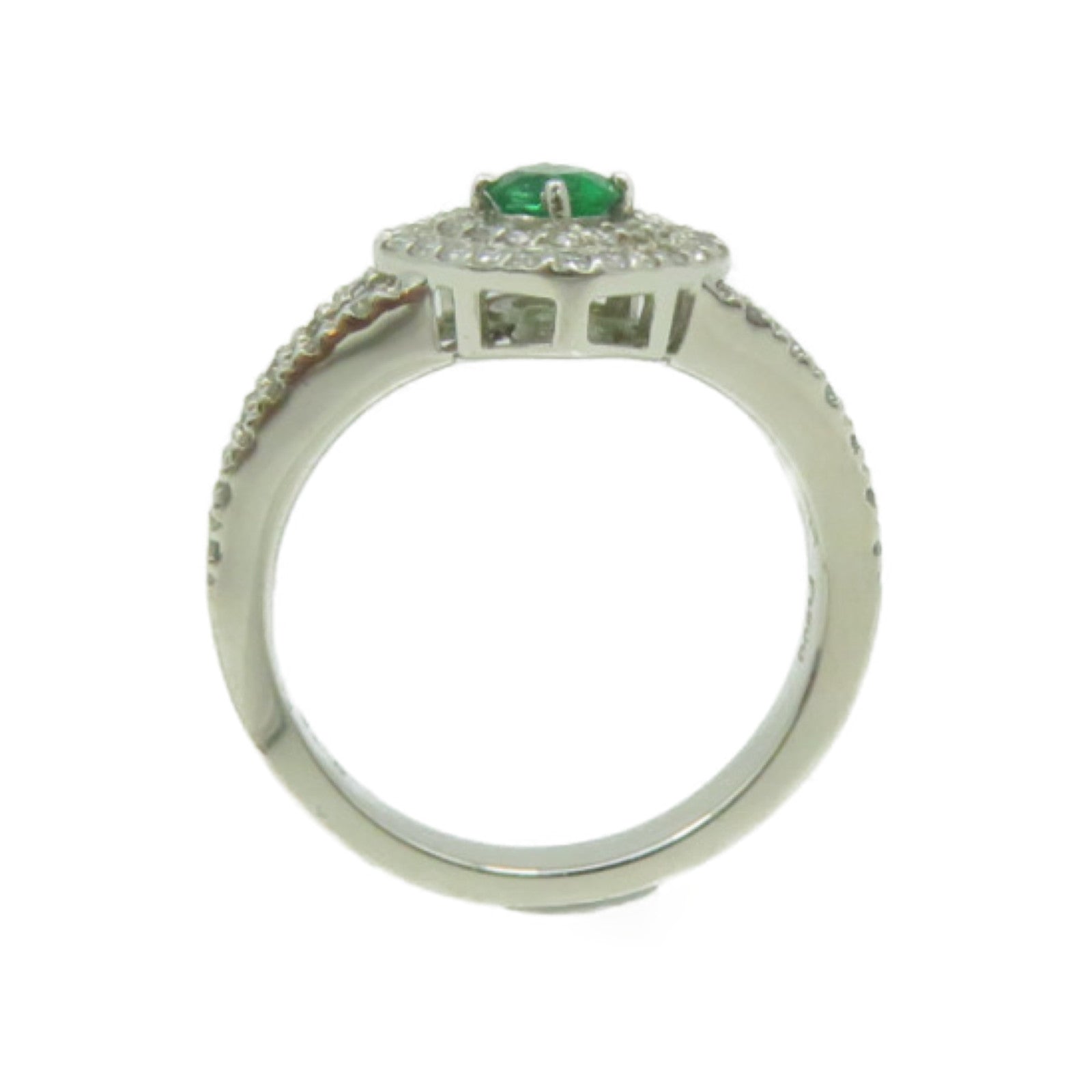 JEWELRY 【激減優惠】PT900鉑金/0.18ct綠寶石/0.43ct鑽石Emerald Ring戒指US#5.75
