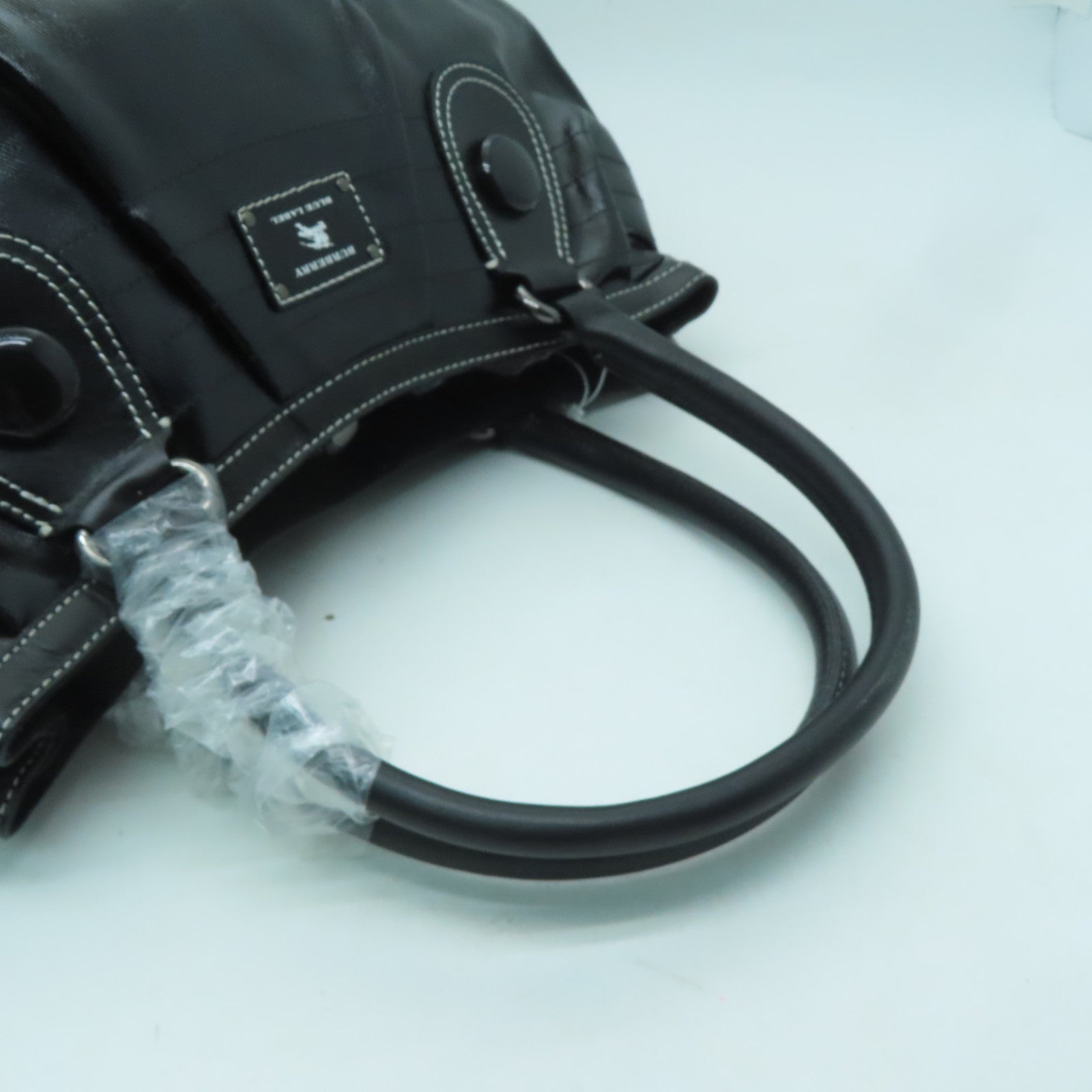 BURBERRY 牛皮皮革Shoulder Bag銀扣肩背袋黑色