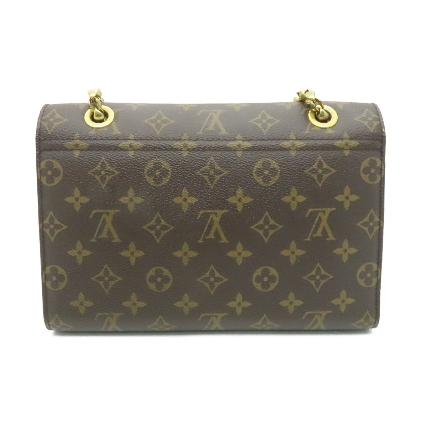 LOUIS VUITTON Monogram Victoire金扣鏈帶肩背袋啡色/紅色