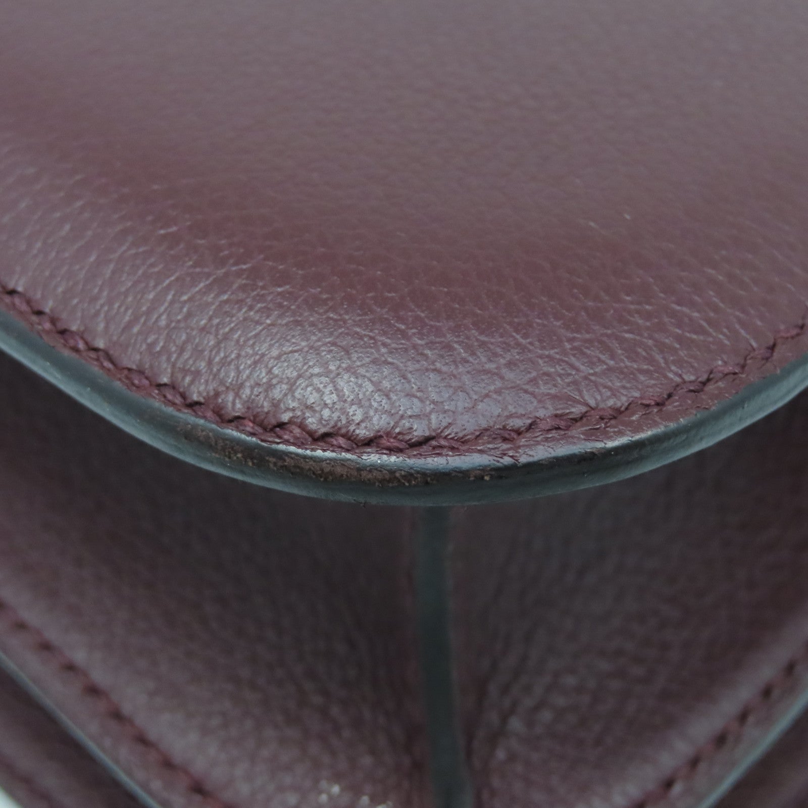 HERMES Evercolor Leather Constance 24 Gold Buckle Shoulder Bag Burgundy