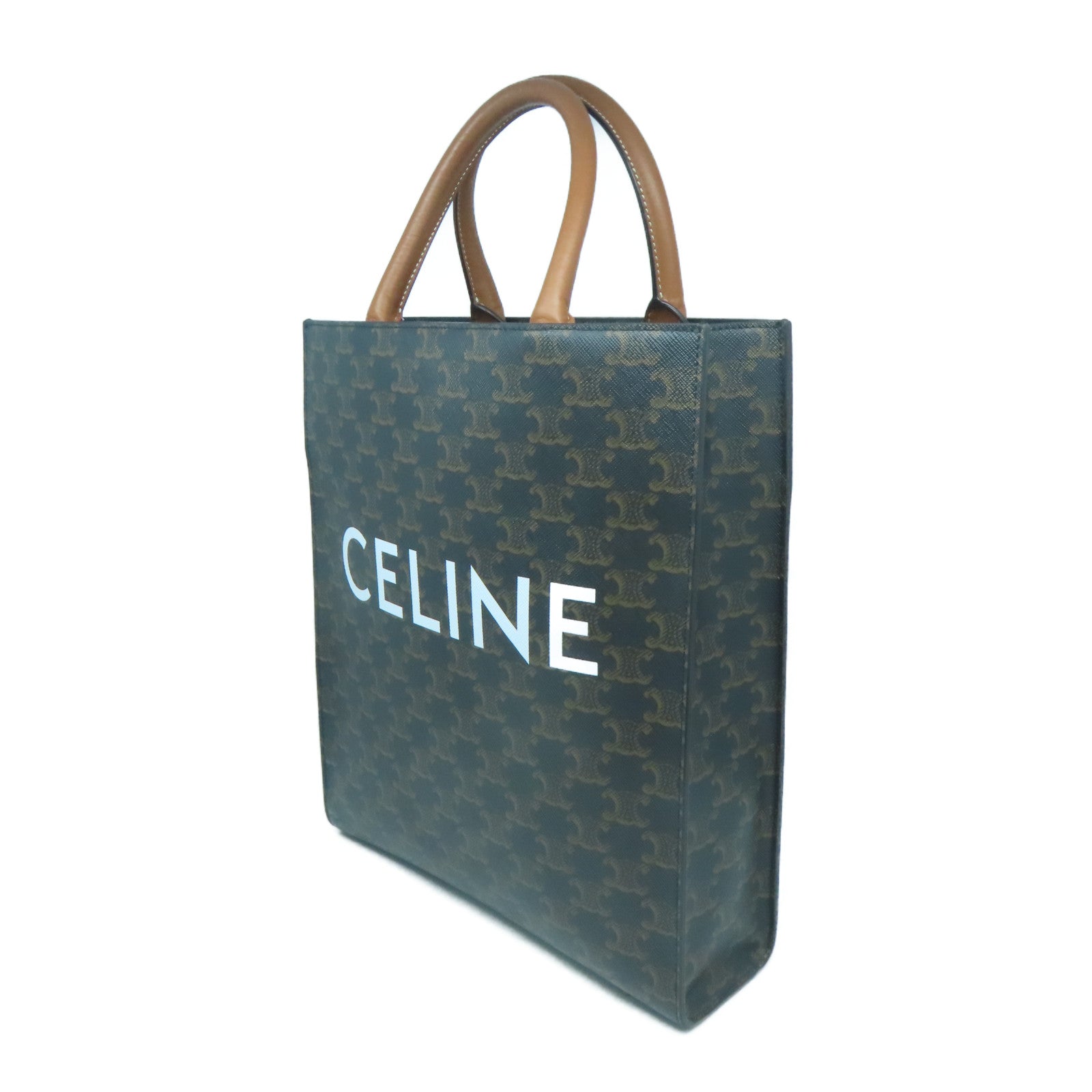 CELINE 塗層帆布2 Way Shoulder金扣手挽肩背兩用袋啡色