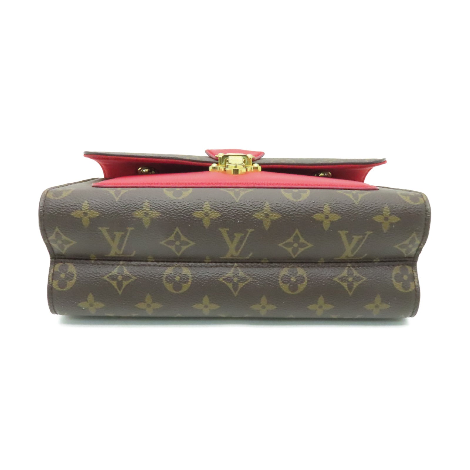LOUIS VUITTON Monogram Victoire金扣鏈帶肩背袋啡色/紅色