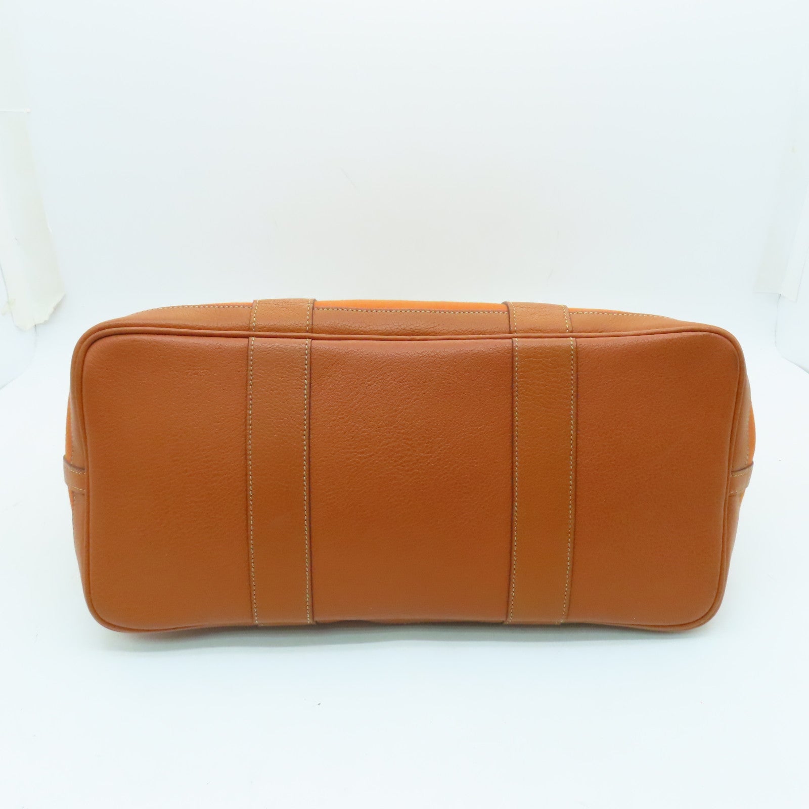 HERMES 帆布Garden Party PM银扣手挽袋橙色