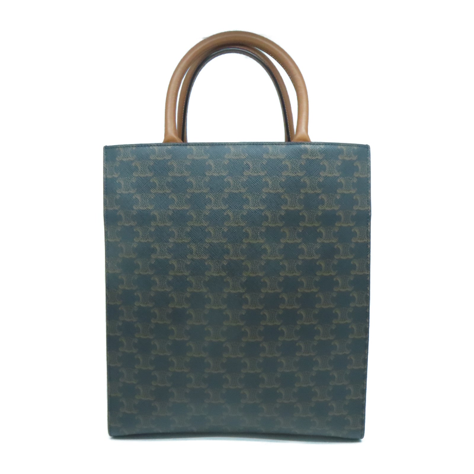 CELINE 塗層帆布2 Way Shoulder金扣手挽肩背兩用袋啡色