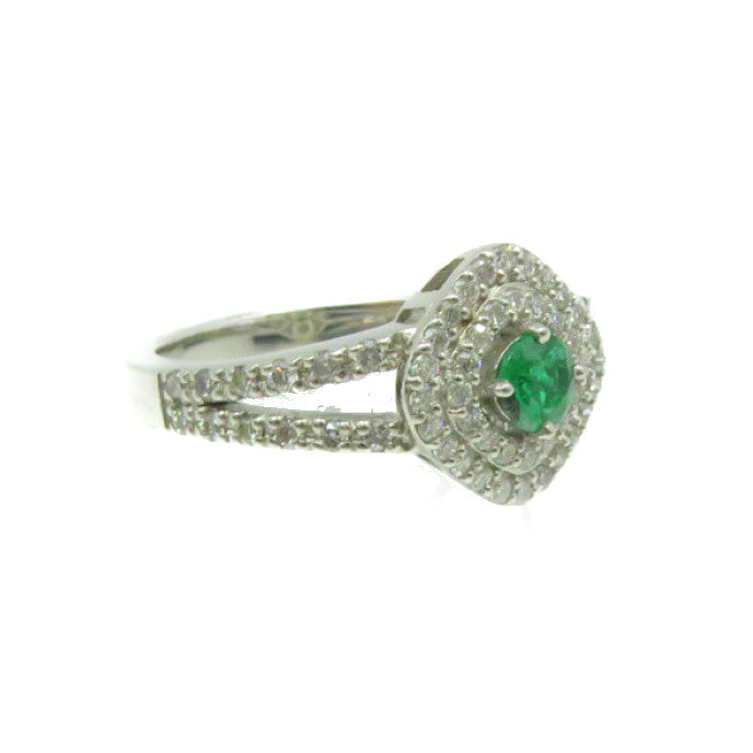 JEWELRY 【激減優惠】PT900鉑金/0.18ct綠寶石/0.43ct鑽石Emerald Ring戒指US#5.75