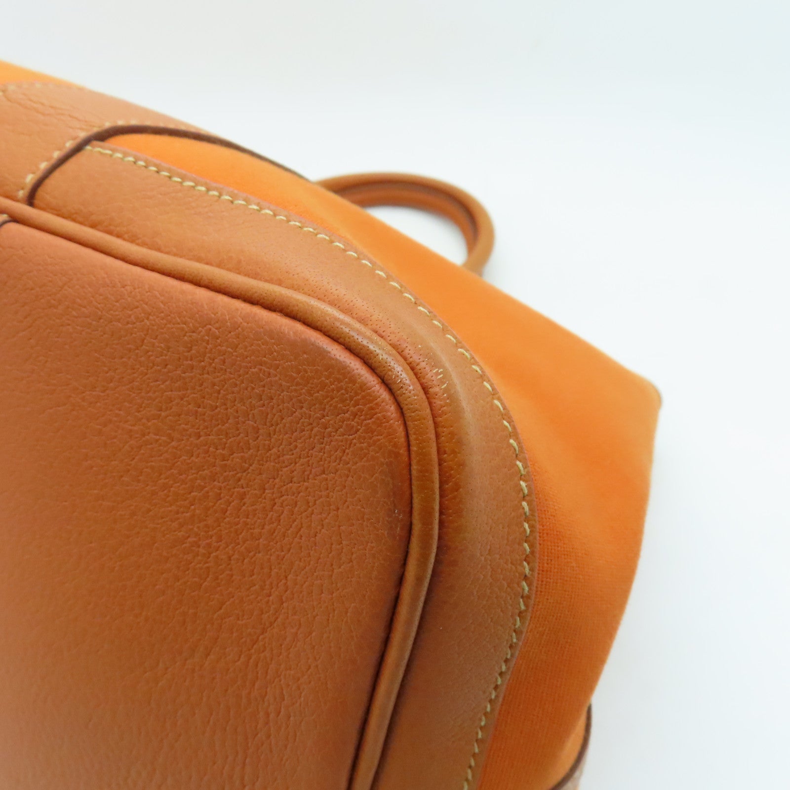 HERMES 帆布Garden Party PM银扣手挽袋橙色
