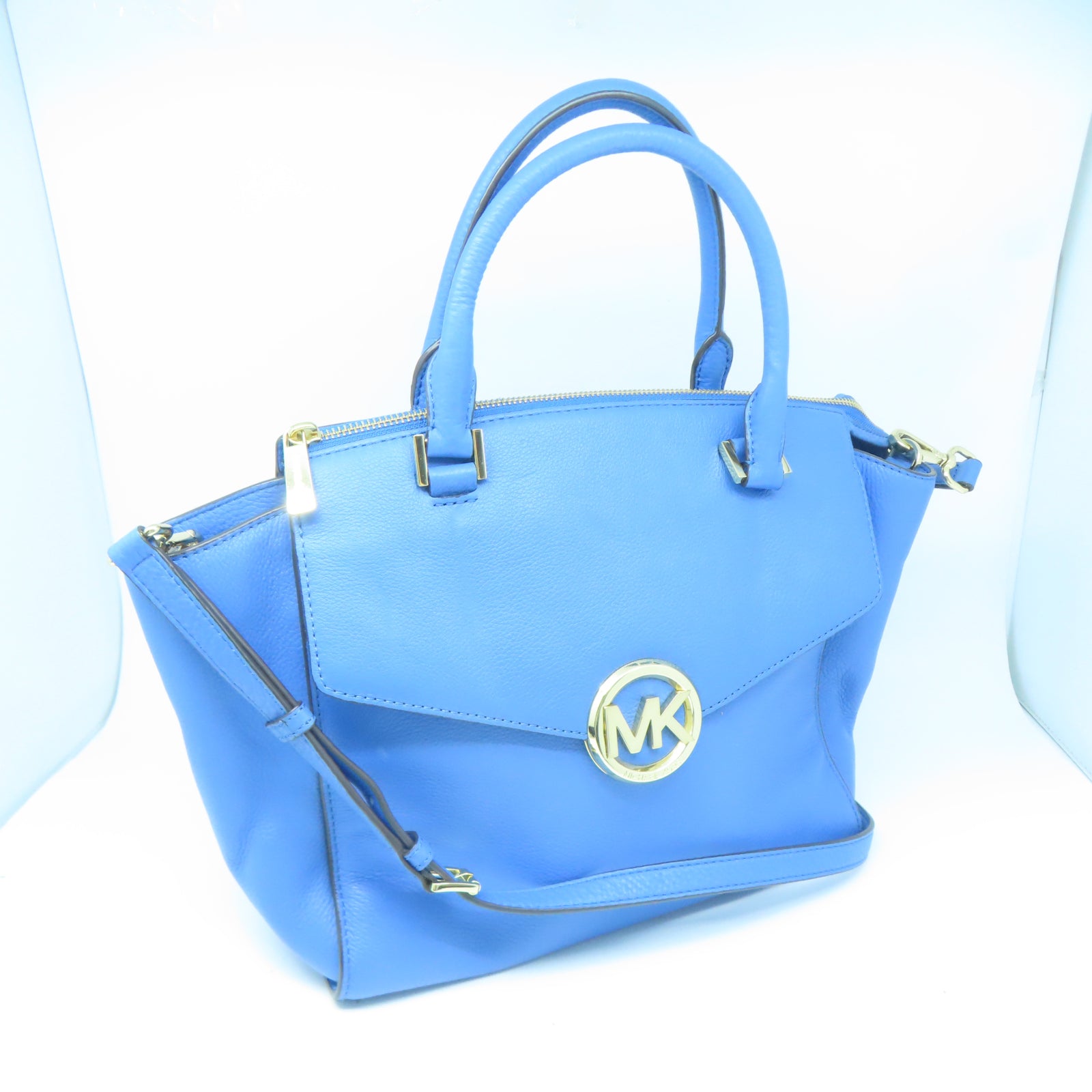 Michael Kors 【激減優惠】牛皮皮革2 Way Shoulder Bag金扣手挽肩背兩用袋藍色