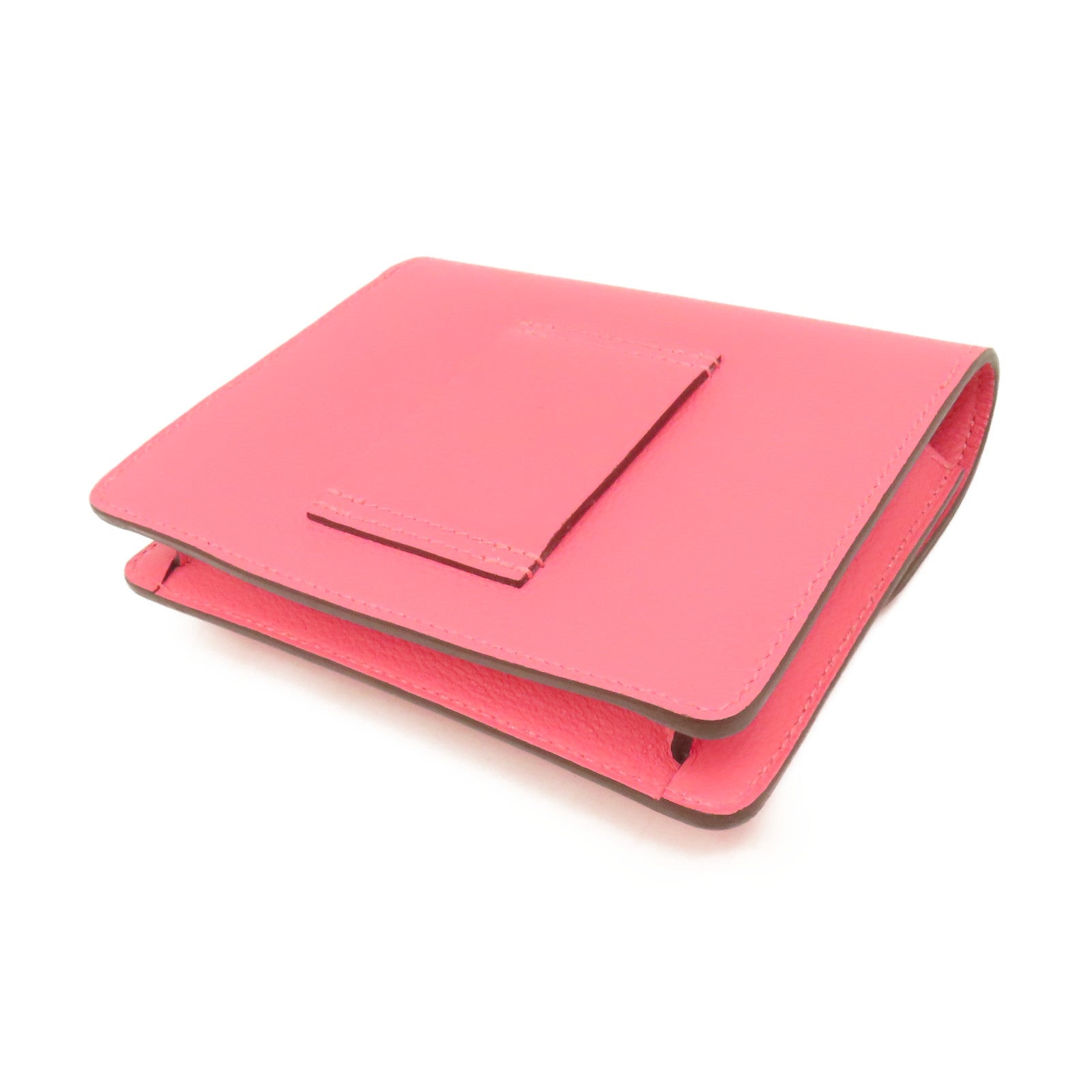 HERMES Evercolor皮革Roulis Slim Pouch銀扣錢包/手拿包Rose Azalee杜鵑粉色