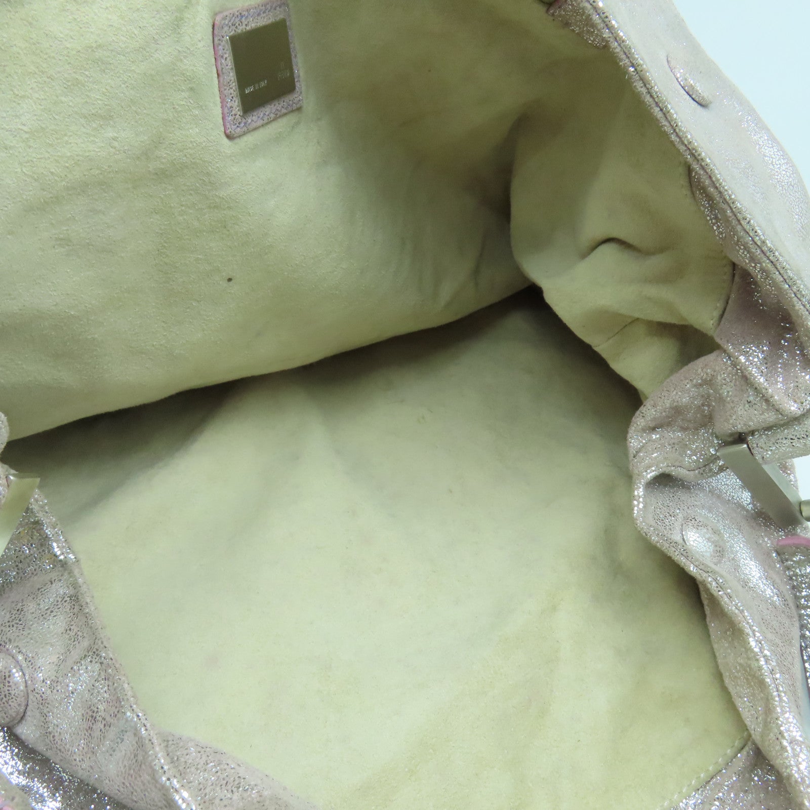 FENDI 【激減優惠】牛皮皮革Shoulder Bag銀扣肩背袋粉紅色