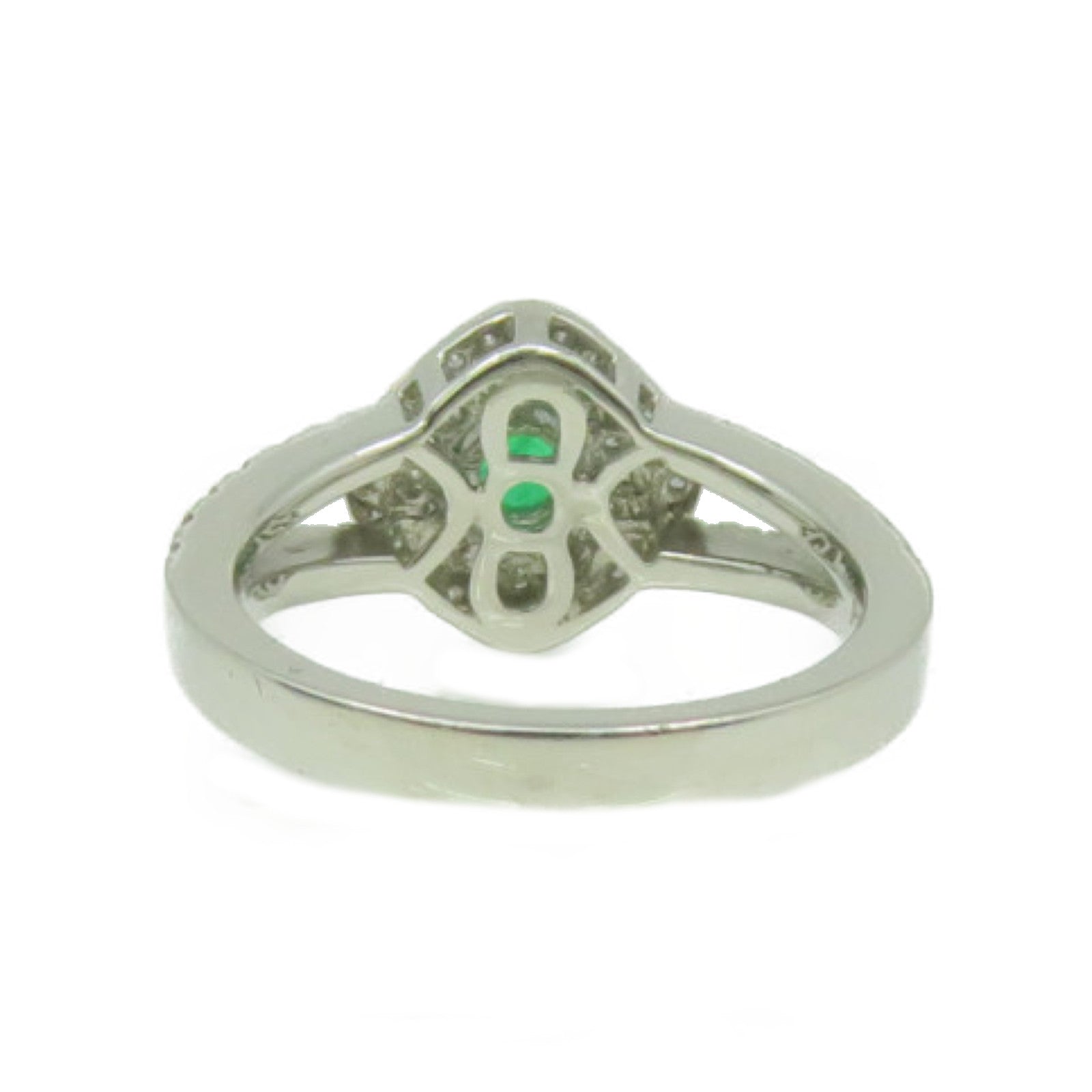 JEWELRY 【激減優惠】PT900鉑金/0.18ct綠寶石/0.43ct鑽石Emerald Ring戒指US#5.75