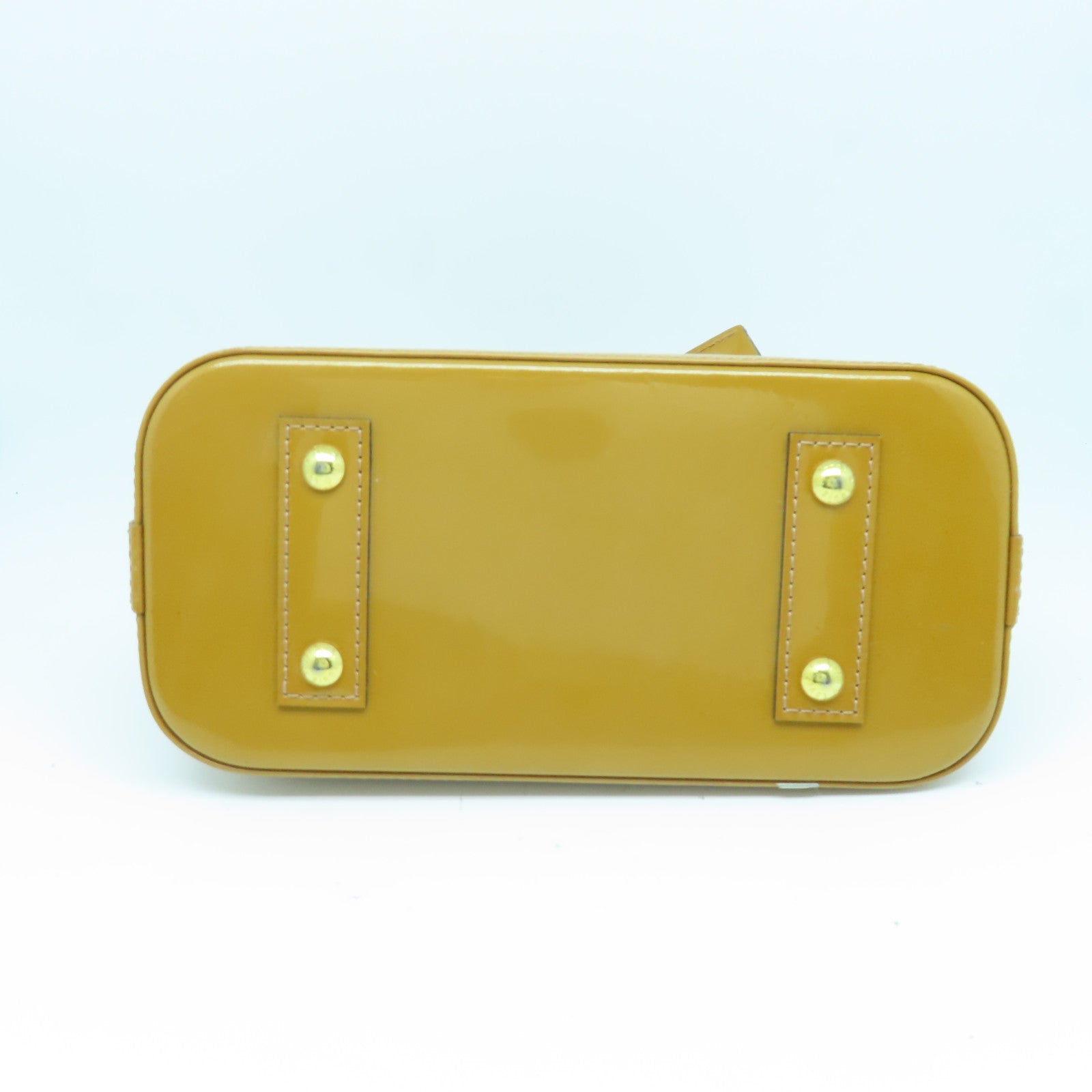 LOUIS VUITTON Monogram Vernis Alma BB gold buckle handle shoulder bag brown