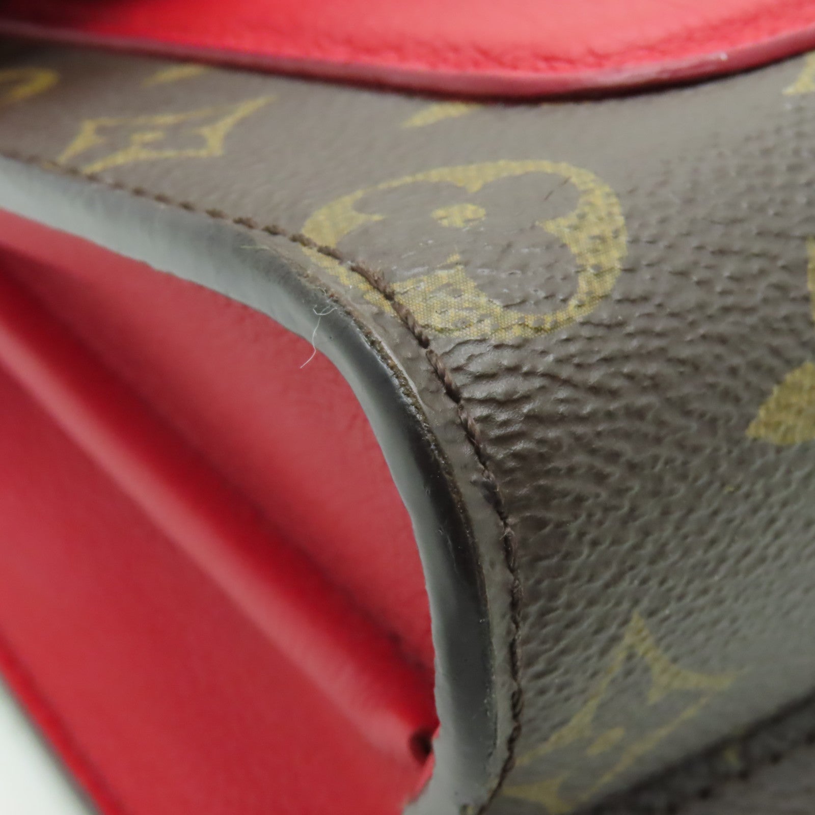 LOUIS VUITTON Monogram Victoire金扣鏈帶肩背袋啡色/紅色