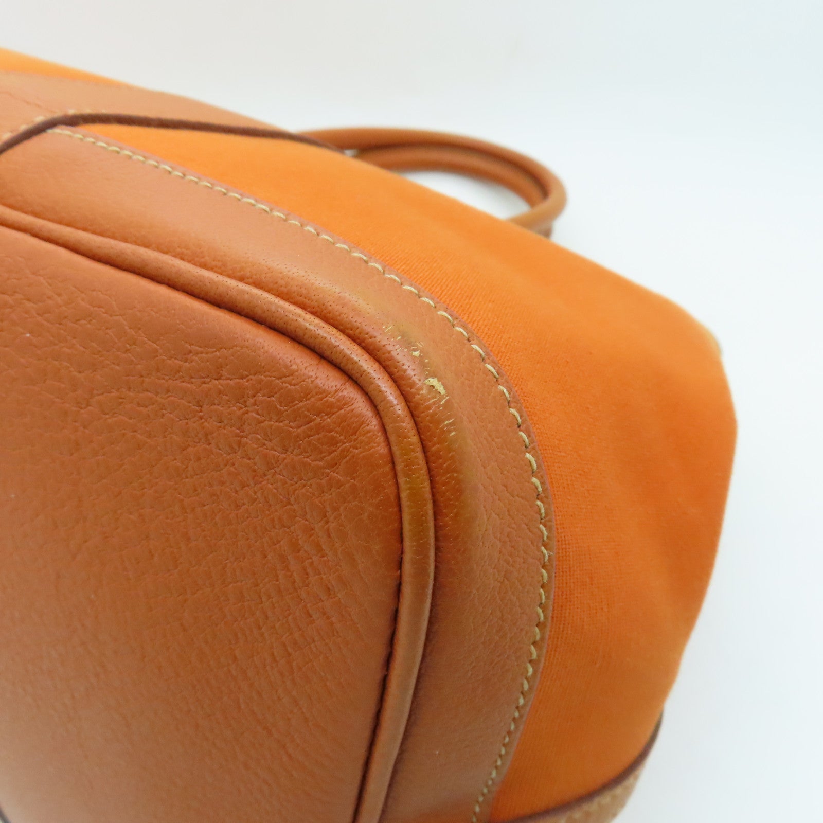 HERMES 帆布Garden Party PM银扣手挽袋橙色