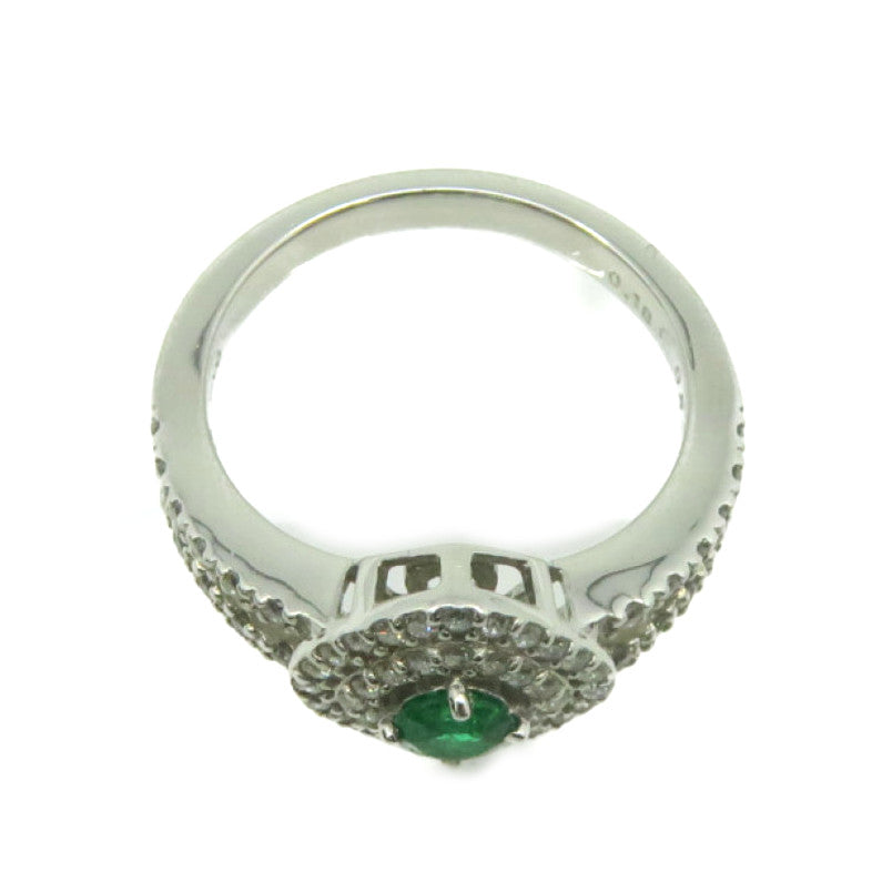JEWELRY 【激減優惠】PT900鉑金/0.18ct綠寶石/0.43ct鑽石Emerald Ring戒指US#5.75