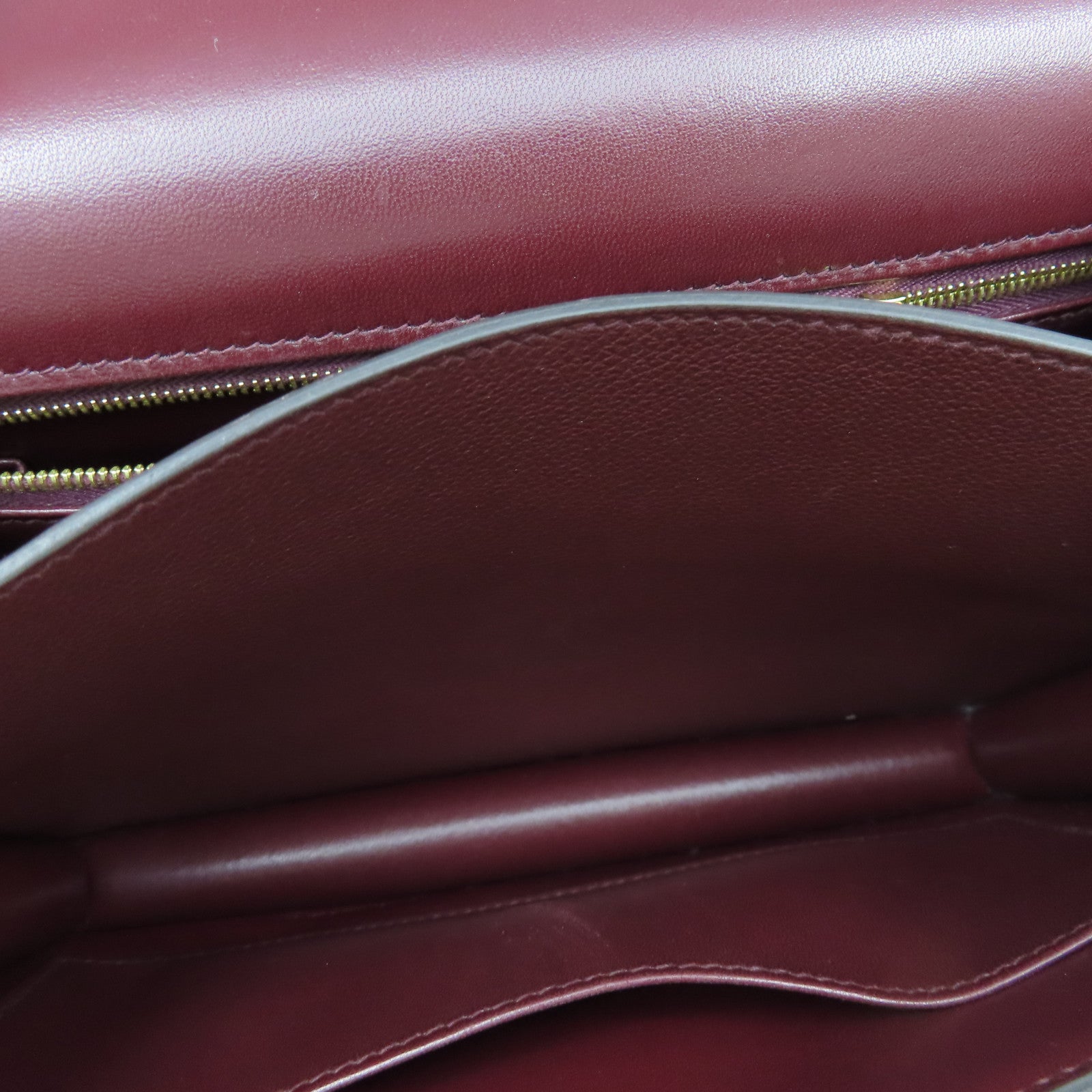 HERMES Evercolor Leather Constance 24 Gold Buckle Shoulder Bag Burgundy